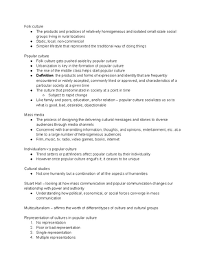 Popular Culture Reading - Week 1 “Pop Culture An Overview” - Popular ...