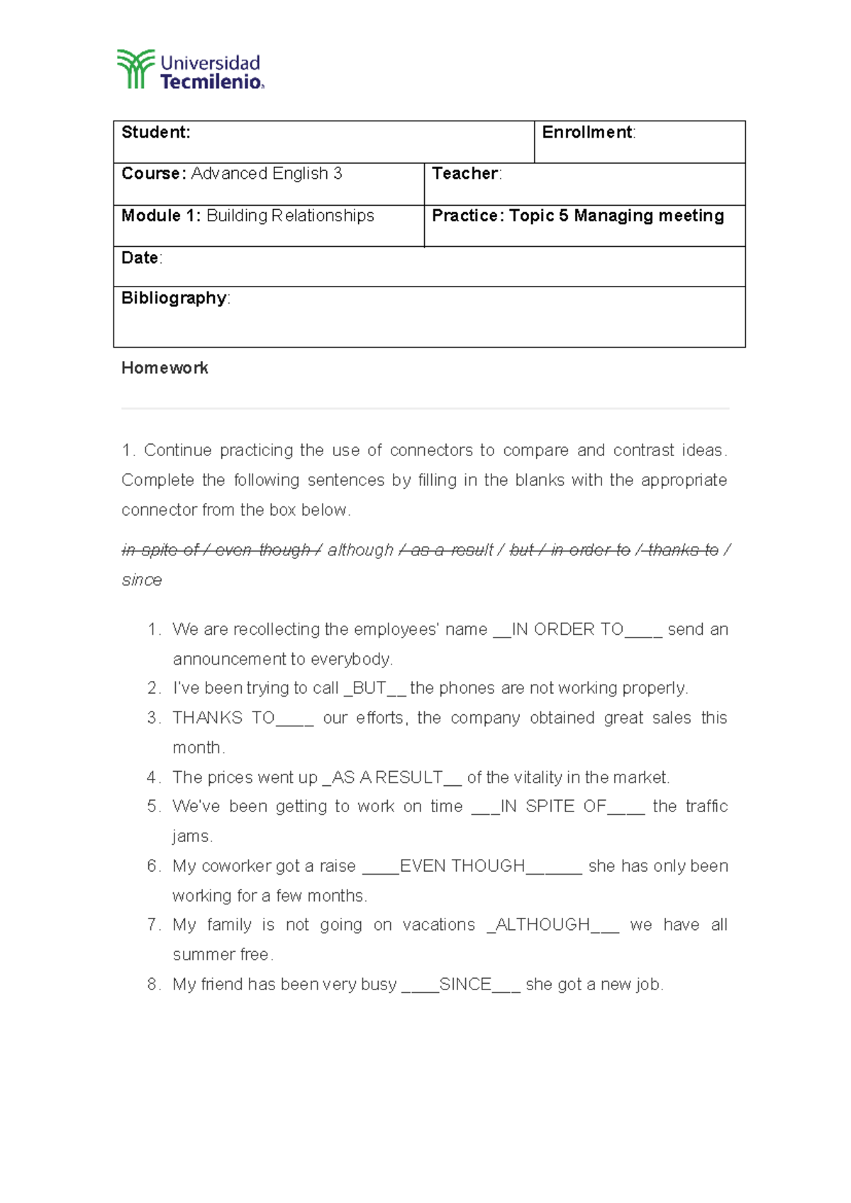Homework 5 - actividad del tema, clase online - Student: Enrollment ...