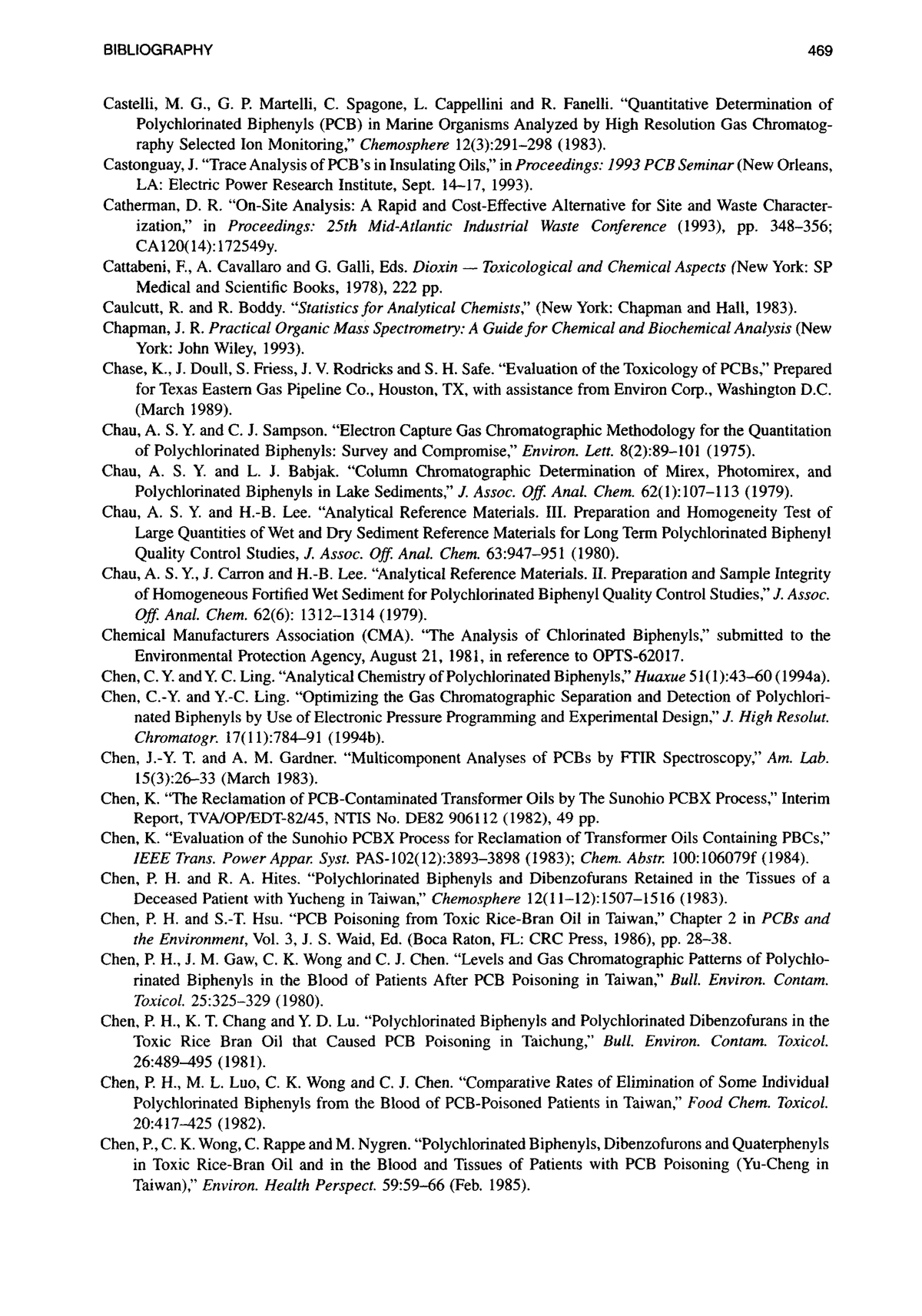 Analytical chemistry of pcbs 162 - BIBLIOGRAPHY 469 Castelli, M. G., G ...