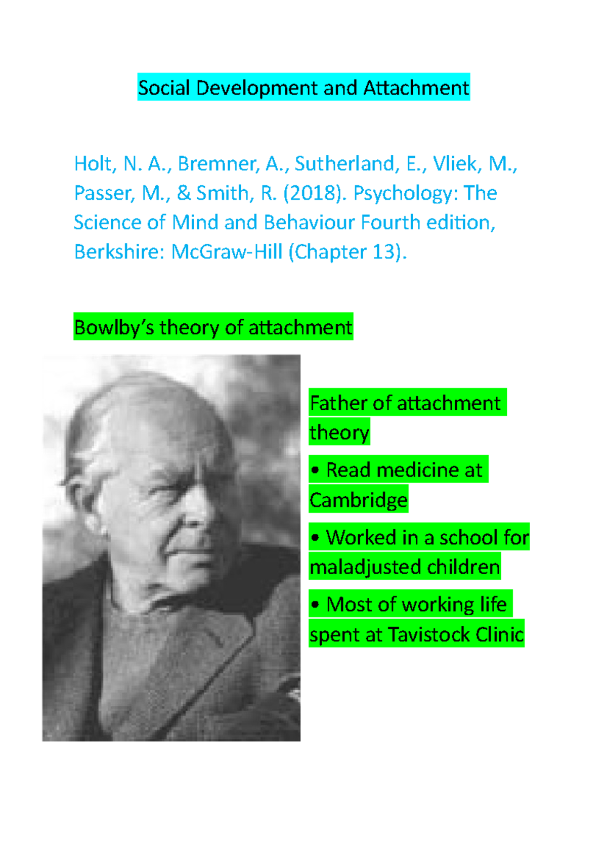 Social Development and Attachment complete - Social Development and ...