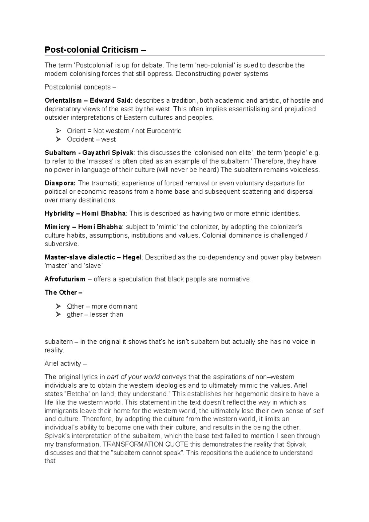 Lesson 7.1 - Postcolonial Criticism - Post-colonial Criticism – The ...