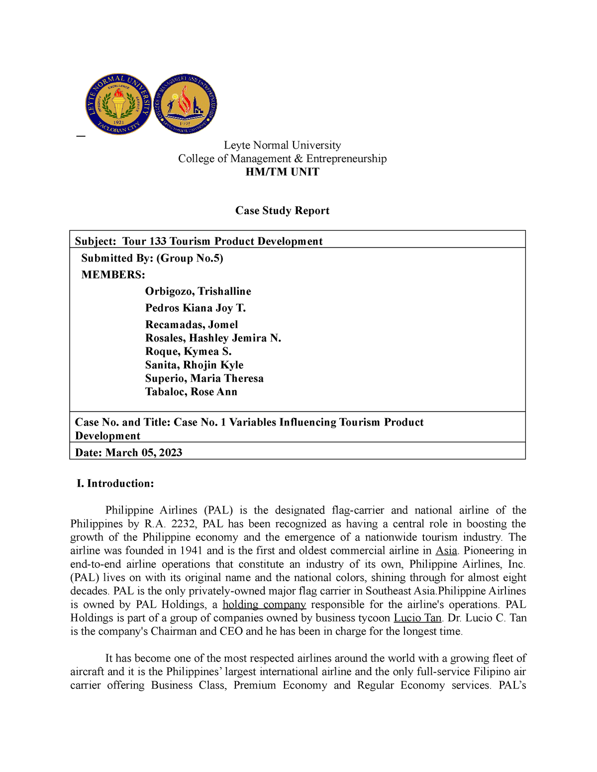 case study of tourism development