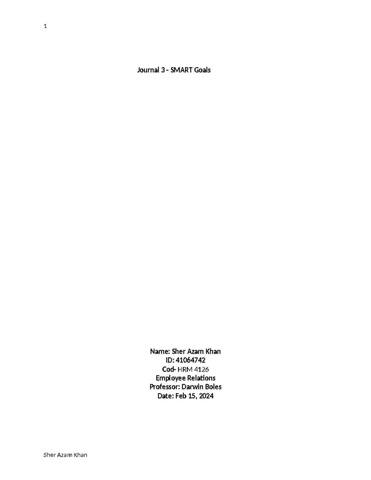 Sher Azam J3 HRM4126.doc); - Journal 3 - SMART Goals Name: Sher Azam ...