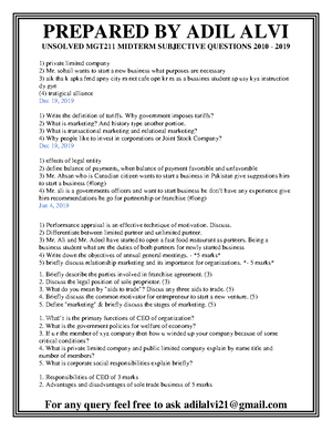 MGT211 Midterm Solved Paper By Mr - - Studocu