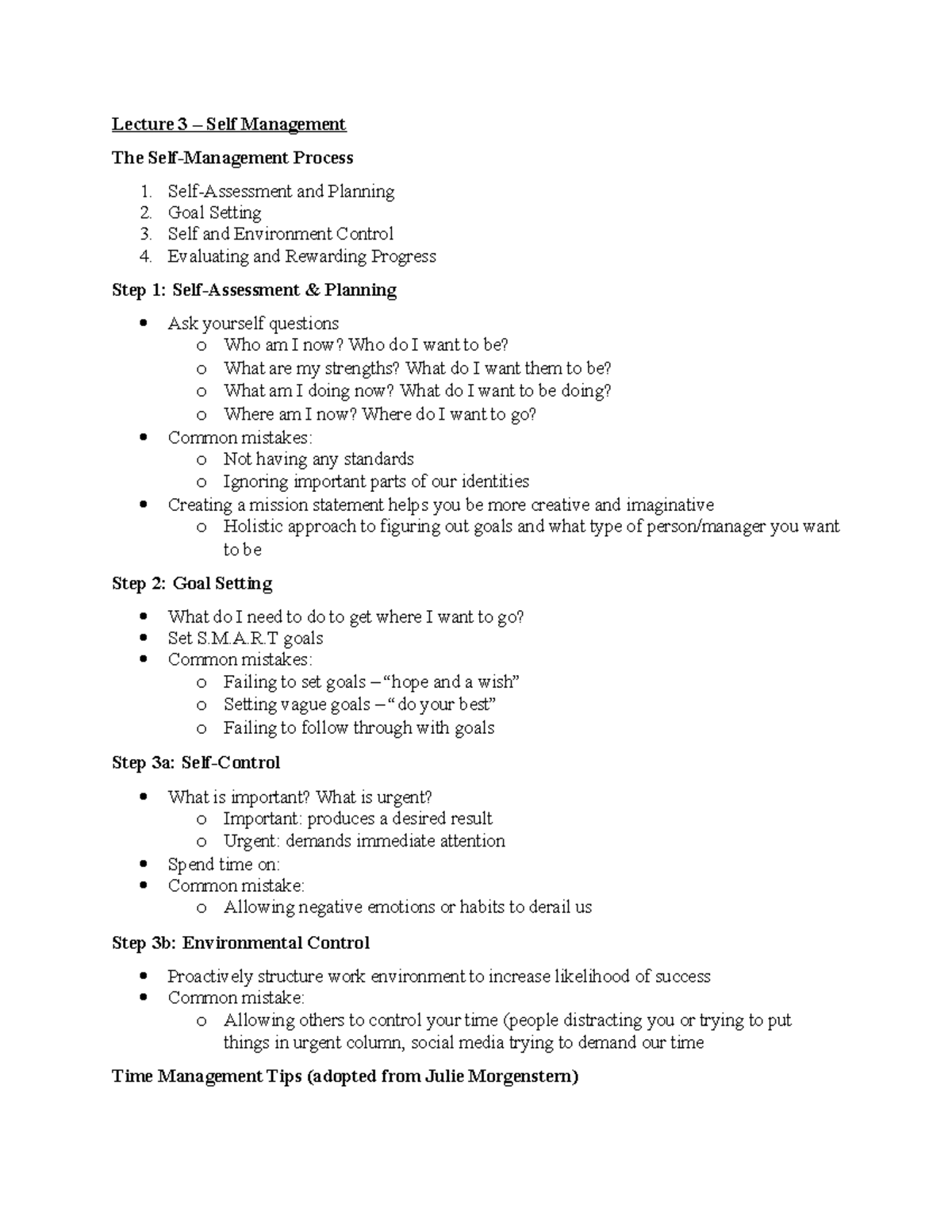 self management sequence essay