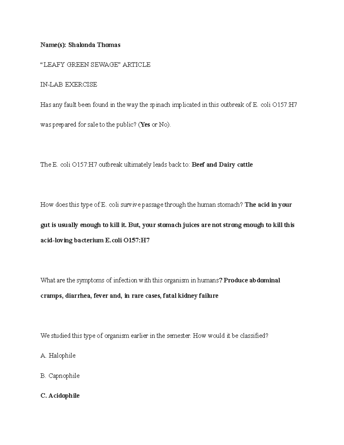 Leafy green notes Name(s) Shalonda Thomas “LEAFY GREEN SEWAGE