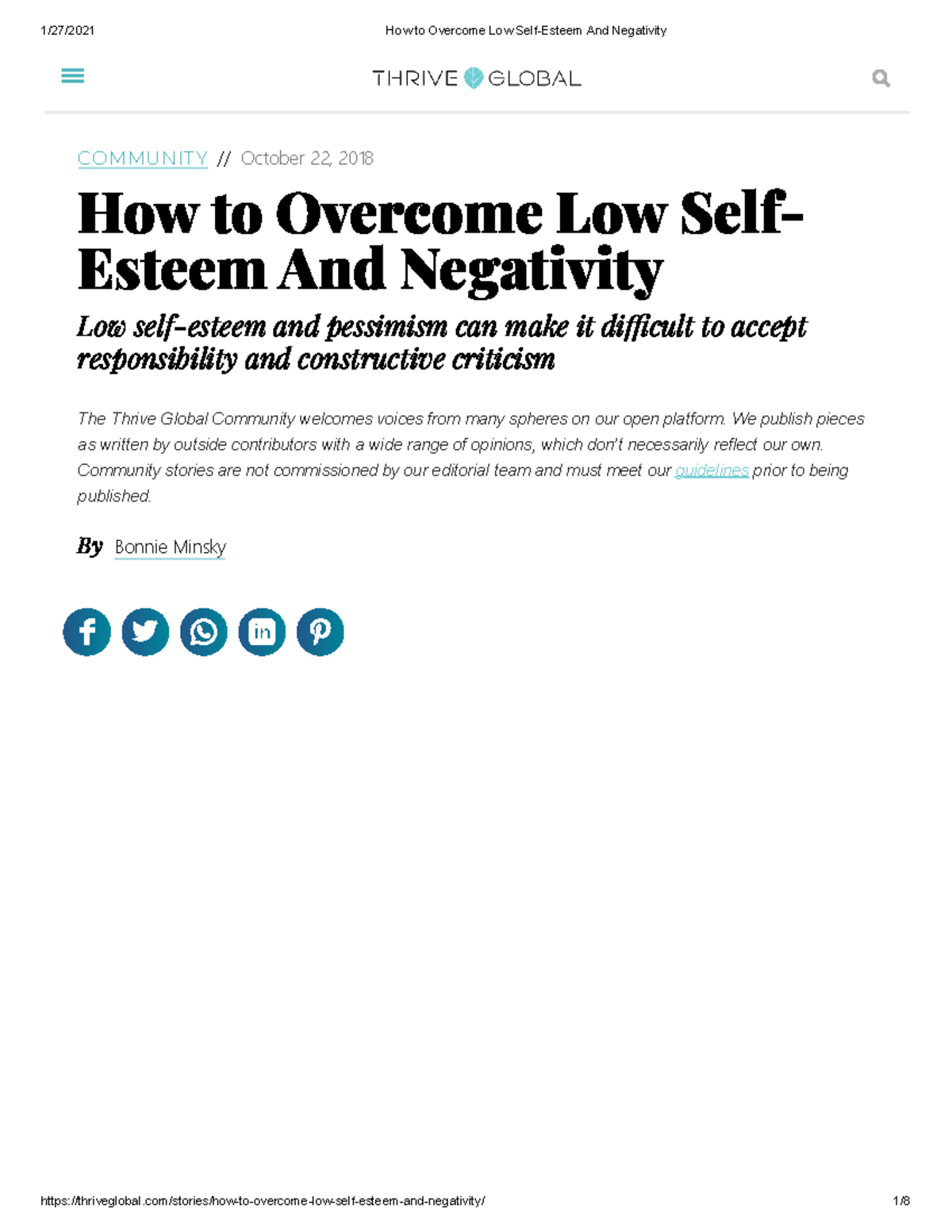 How To Overcome Low Self Esteem And Negativity