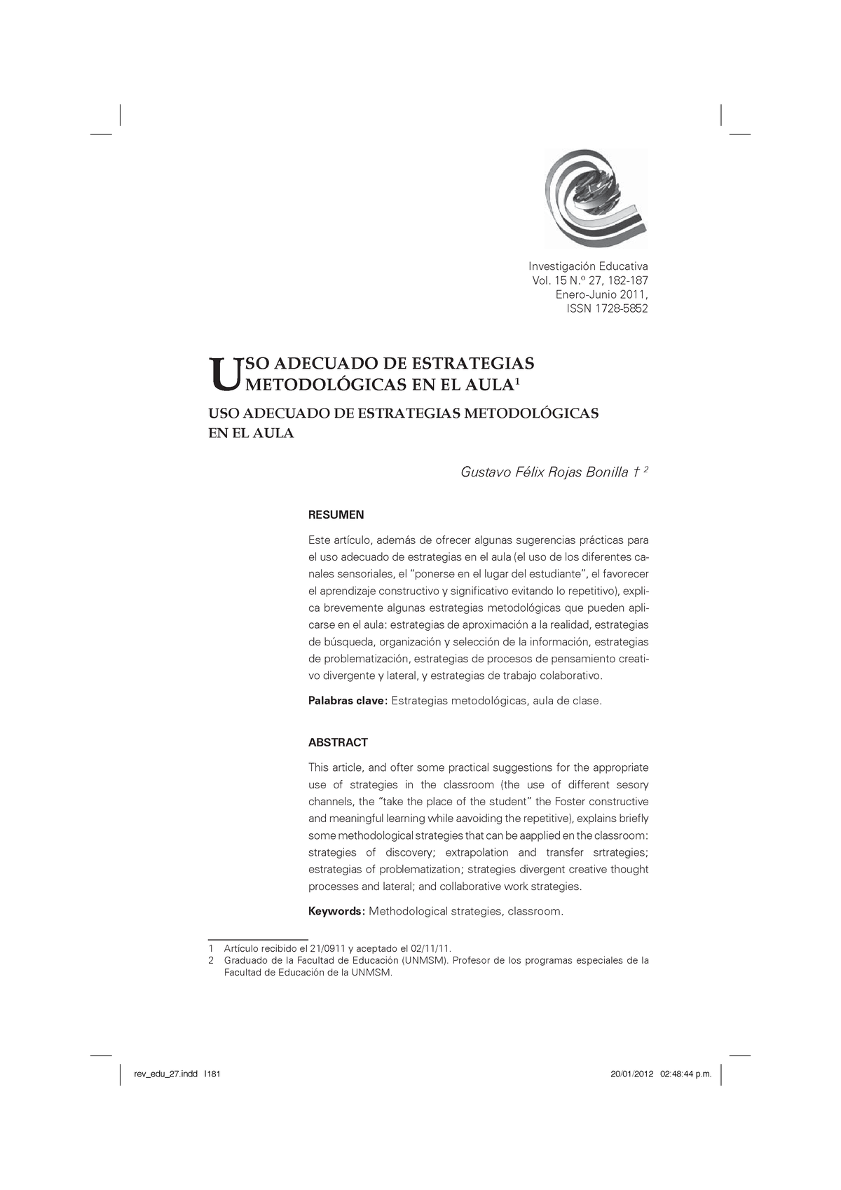 Bonilla- Uso Adecuado De Estrategias Metodológicas - U SO ADECUADO DE ...