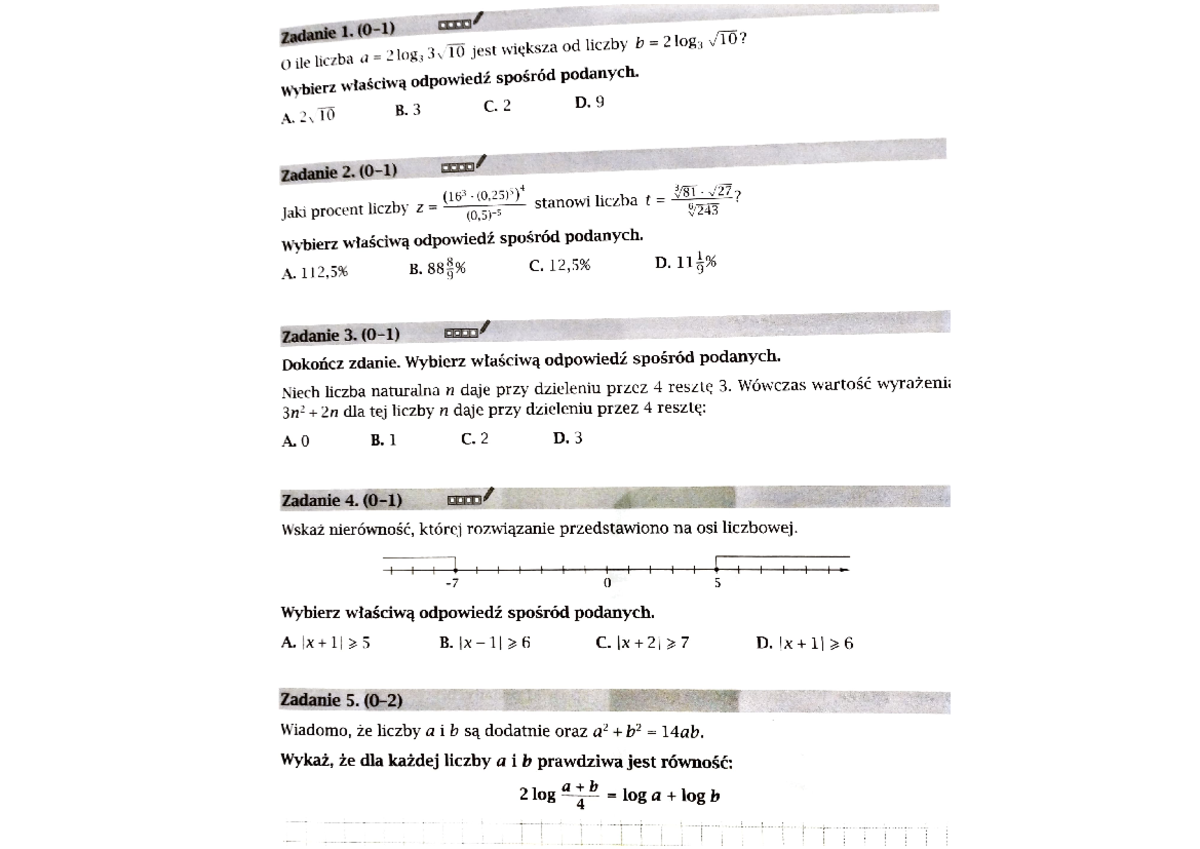 Arkusz pp nr 7 - Matematyka - Studocu