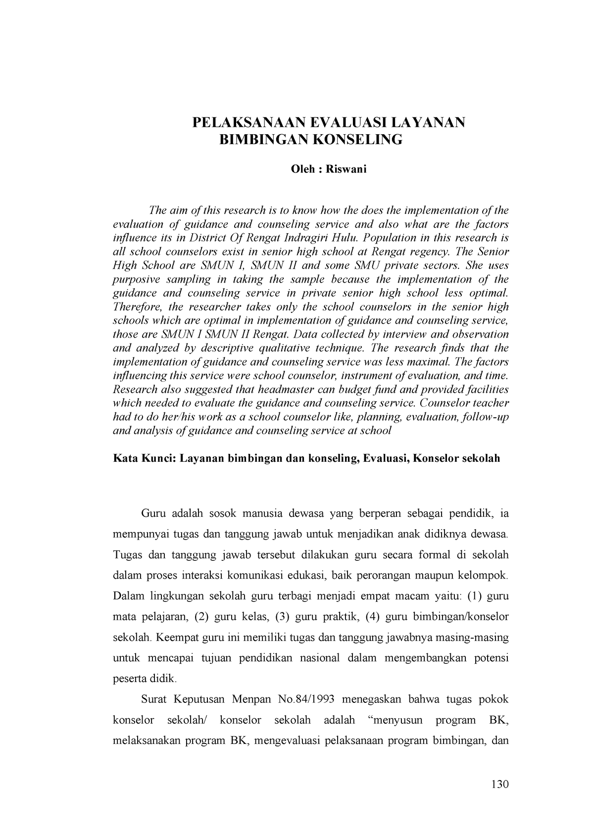 298-565-1-SM - Uas - PELAKSANAAN EVALUASI LAYANAN BIMBINGAN KONSELING ...