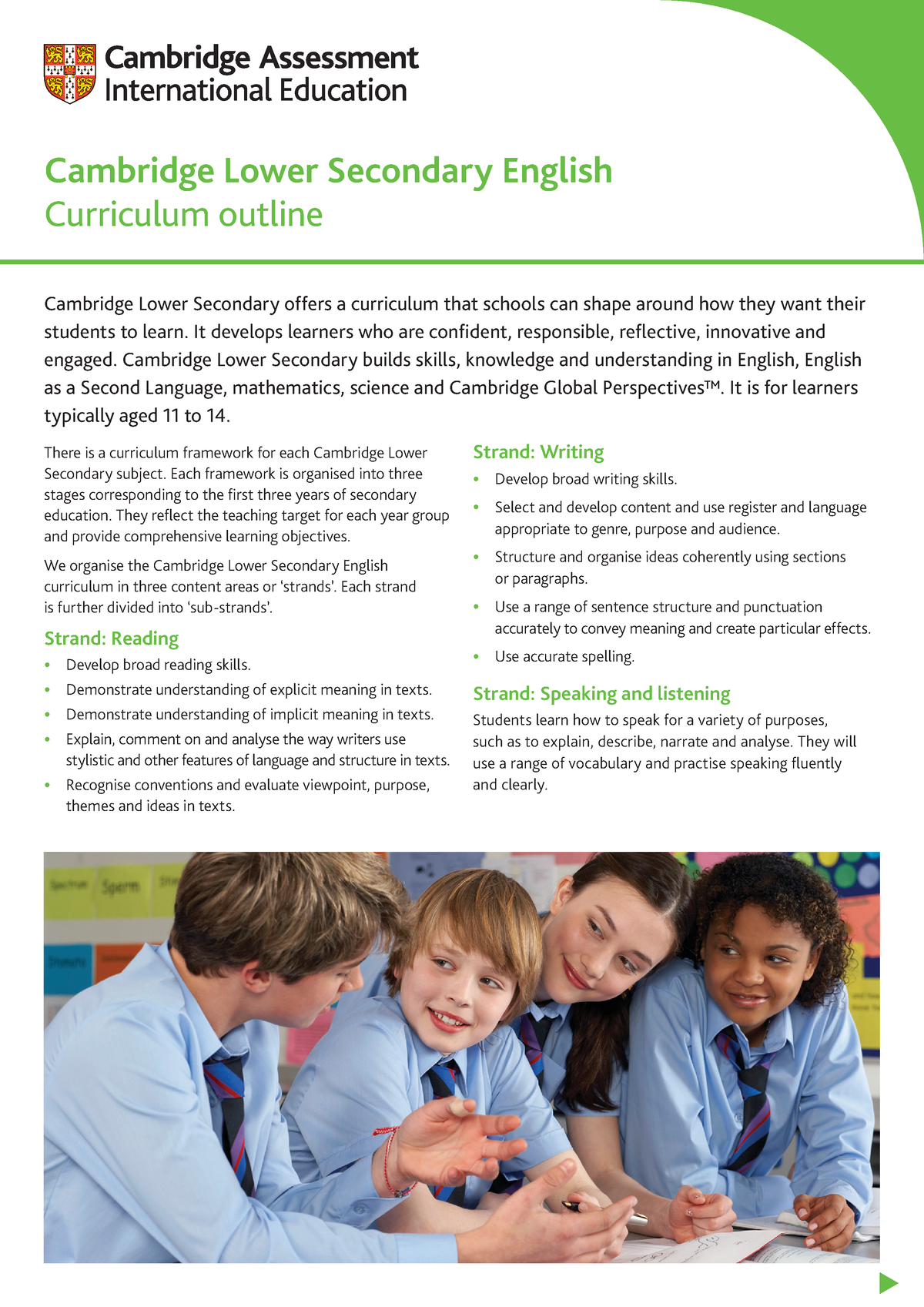 80589 cambridge lower secondary English Curriculum outline - Strand ...