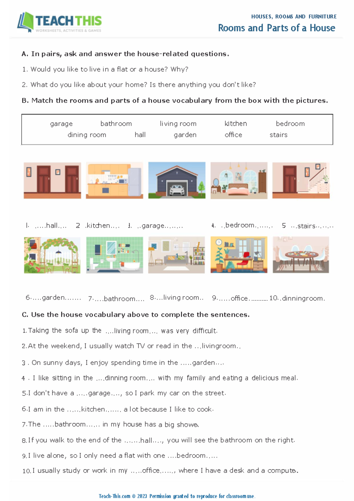 Activity Parts OF THE House - HOUSES, ROOMS AND FURNITURE Rooms and ...