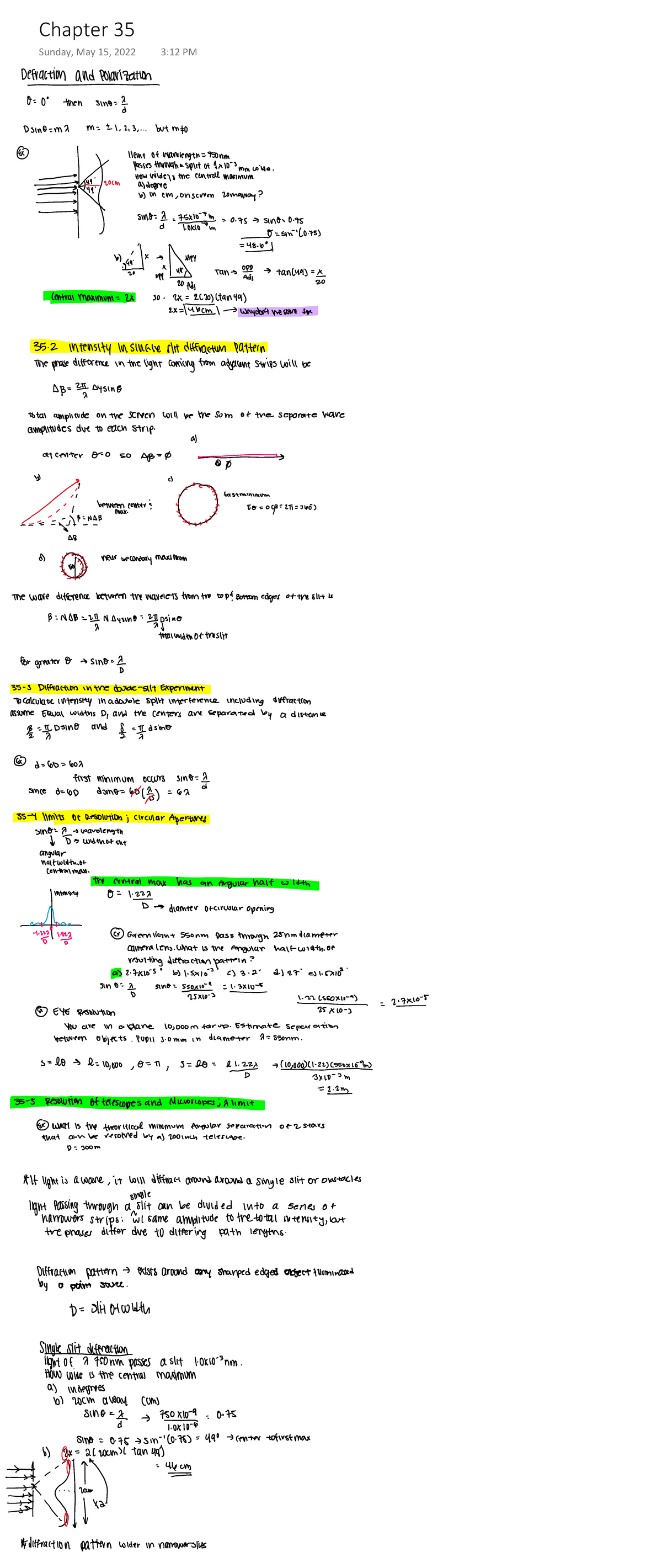 Chapter 35 The Notes Are Summary Based With Practice Phys 3c