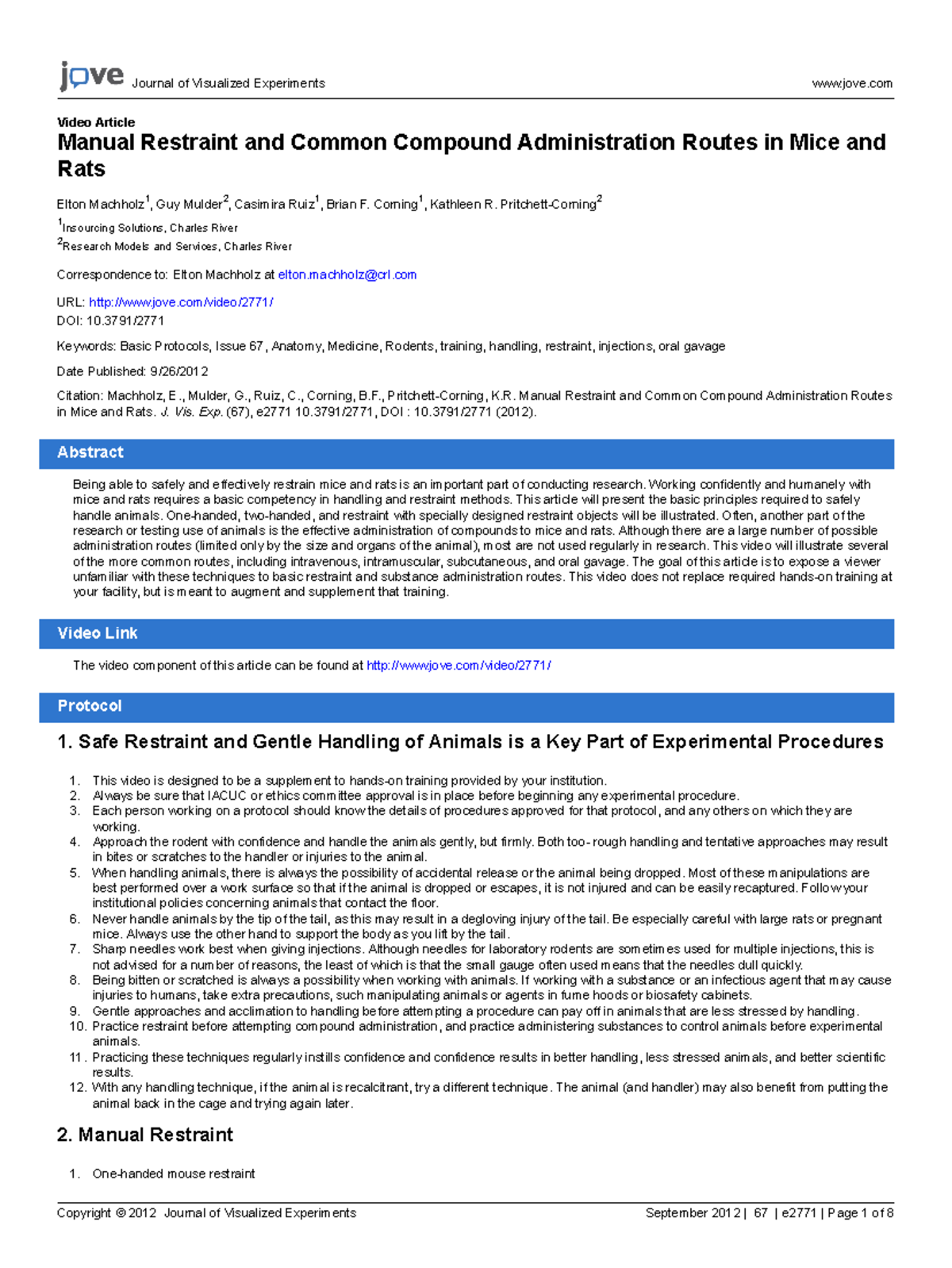 Jove-67-2771 - Livestock production and management - Video Article ...