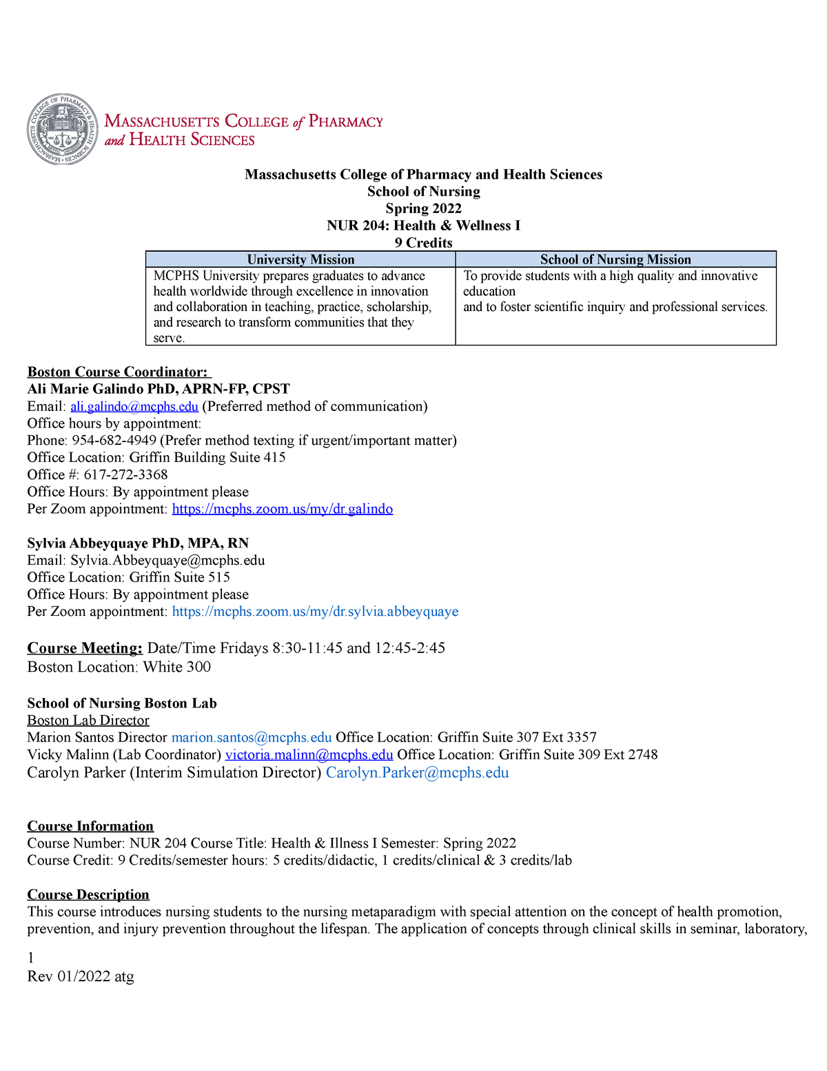Mcphs Final Exam Schedule 2022 Nur 204 Coursework Breakdown For 2022 - Massachusetts College Of Pharmacy  And Health Sciences School - Studocu