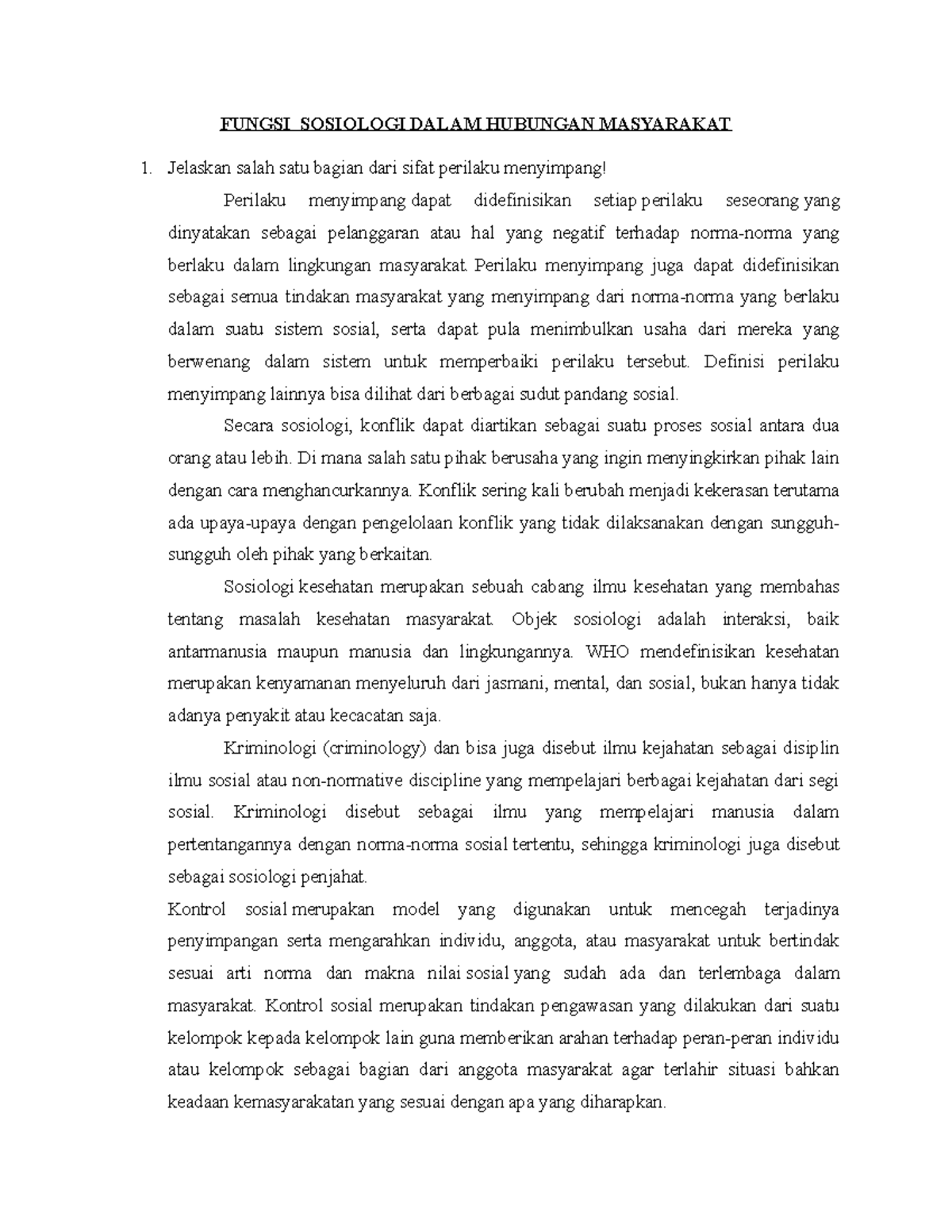 Fungsi Sosiologi Dalam Hubungan Masyarakat FUNGSI SOSIOLOGI DALAM