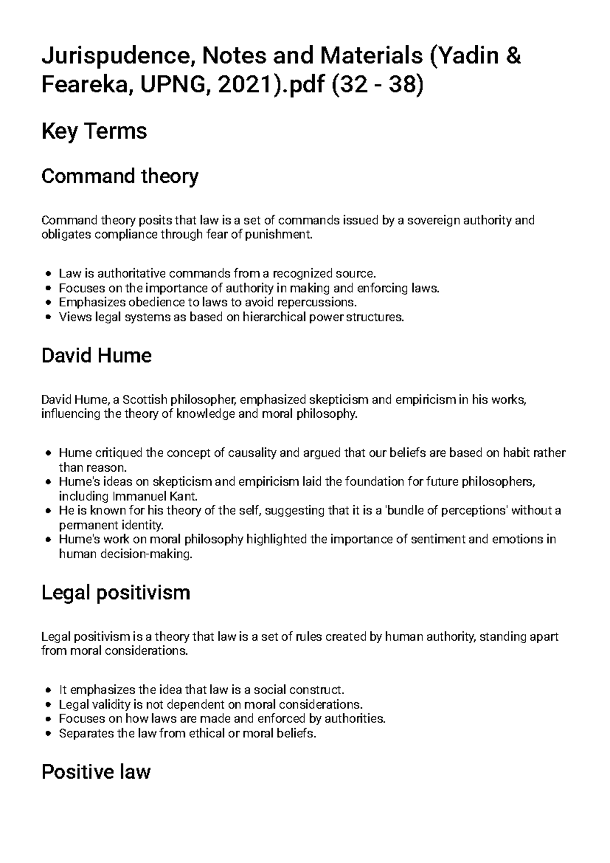 Legal Positivism Study Guide- Notes - Jurispudence, Notes and Materials ...