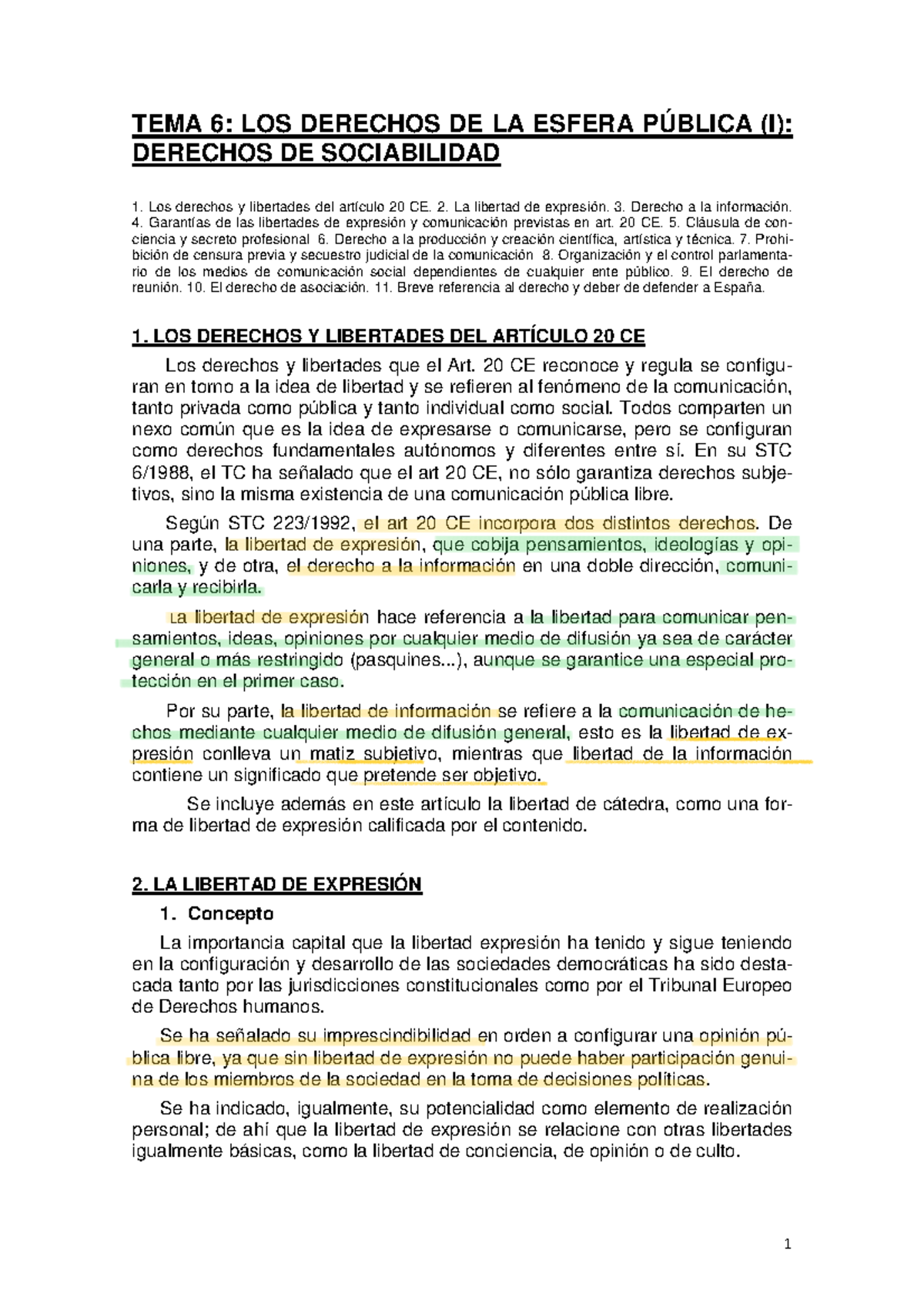 TEMA 6 Derechos DE Sociabilidad - TEMA 6: LOS DERECHOS DE LA ESFERA ...