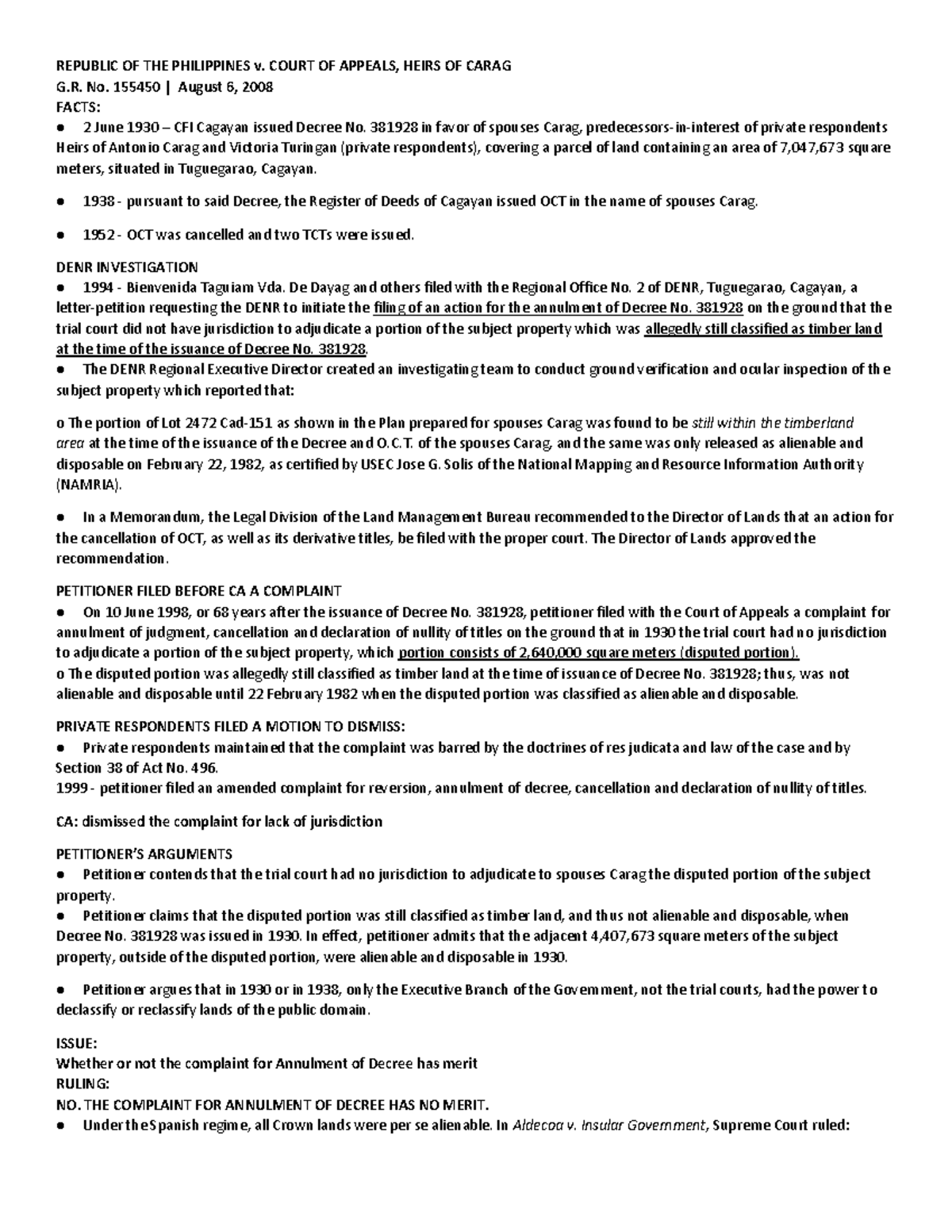 Republic VS. Carag MIAA VS - REPUBLIC OF THE PHILIPPINES v. COURT OF ...