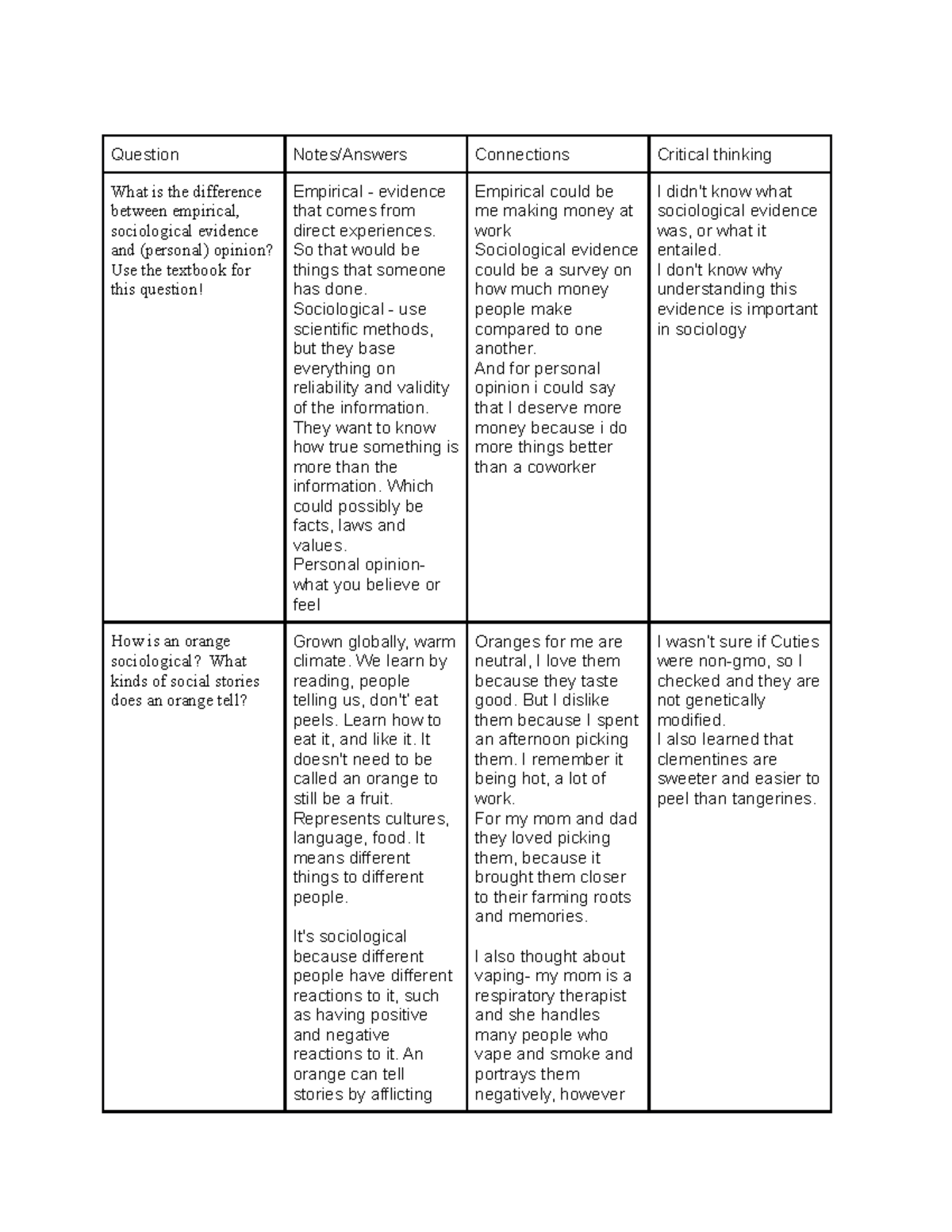 Study guide week 1 soc 101 - Question Notes/Answers Connections ...