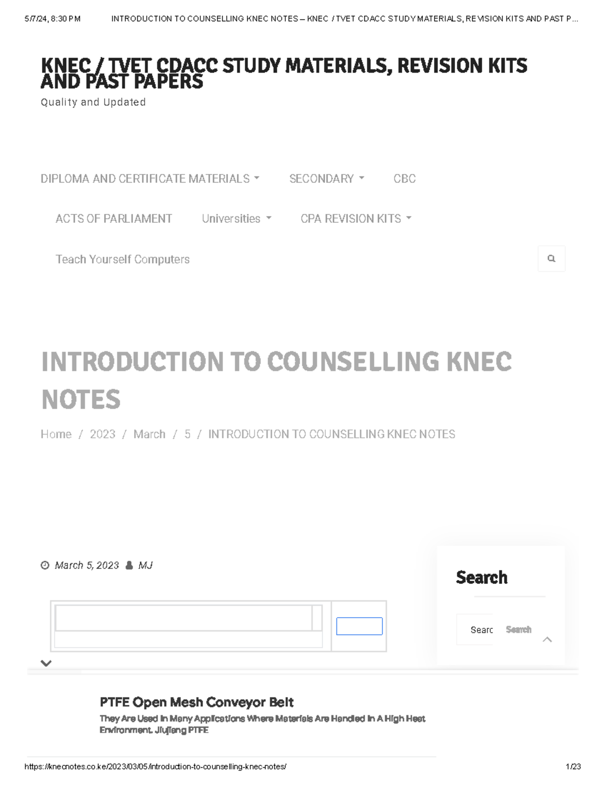 Introduction TO Counselling KNEC Notes – KNEC TVET Cdacc Study ...