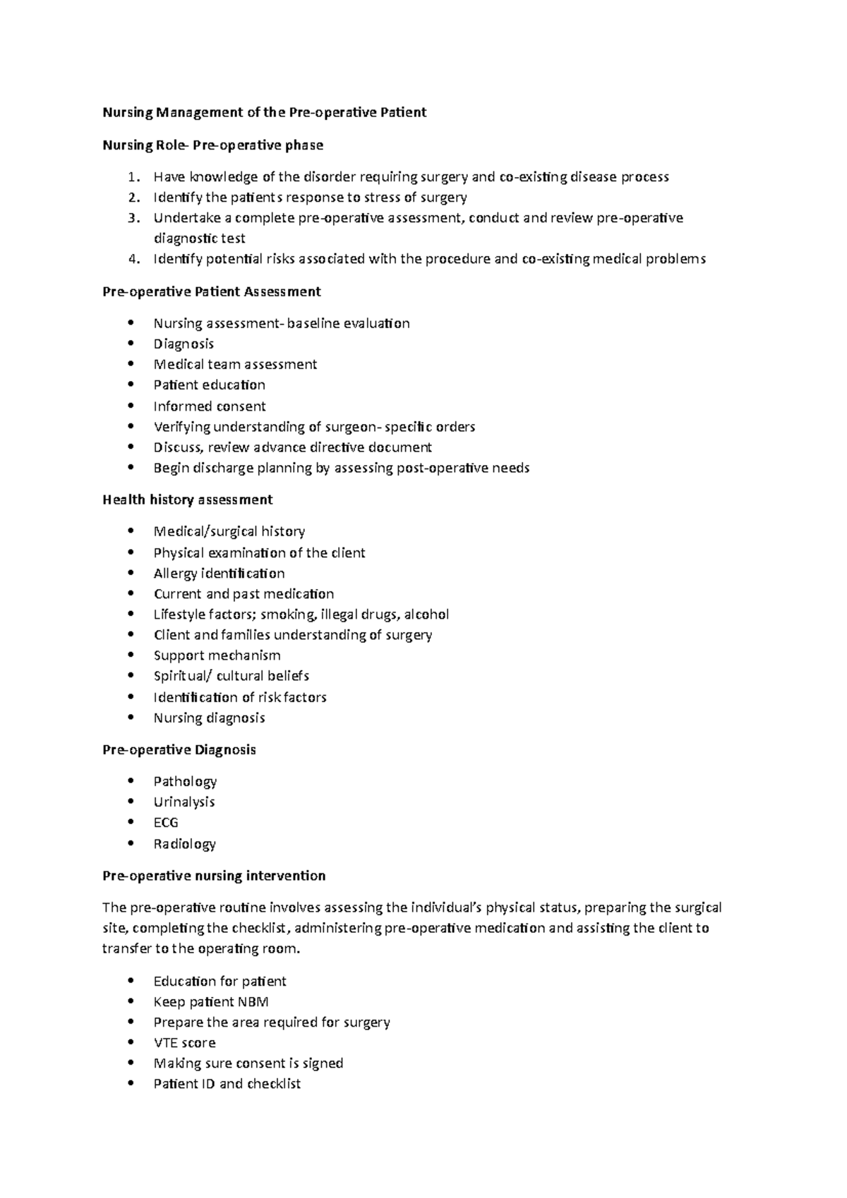 Acute+Nursing+Semester+1+notes - Nursing Management of the Pre ...