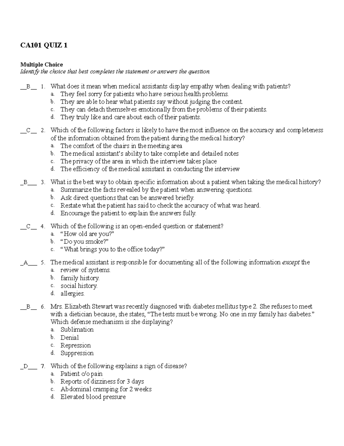 Ch 21 And 24 2nd NA - Notes - CA101 QUIZ 1 Multiple Choice Identify The ...