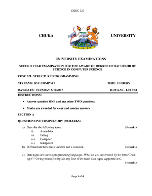 MATH 221 - maths 241 probability and statistics - MATH 221 CHUKA ...