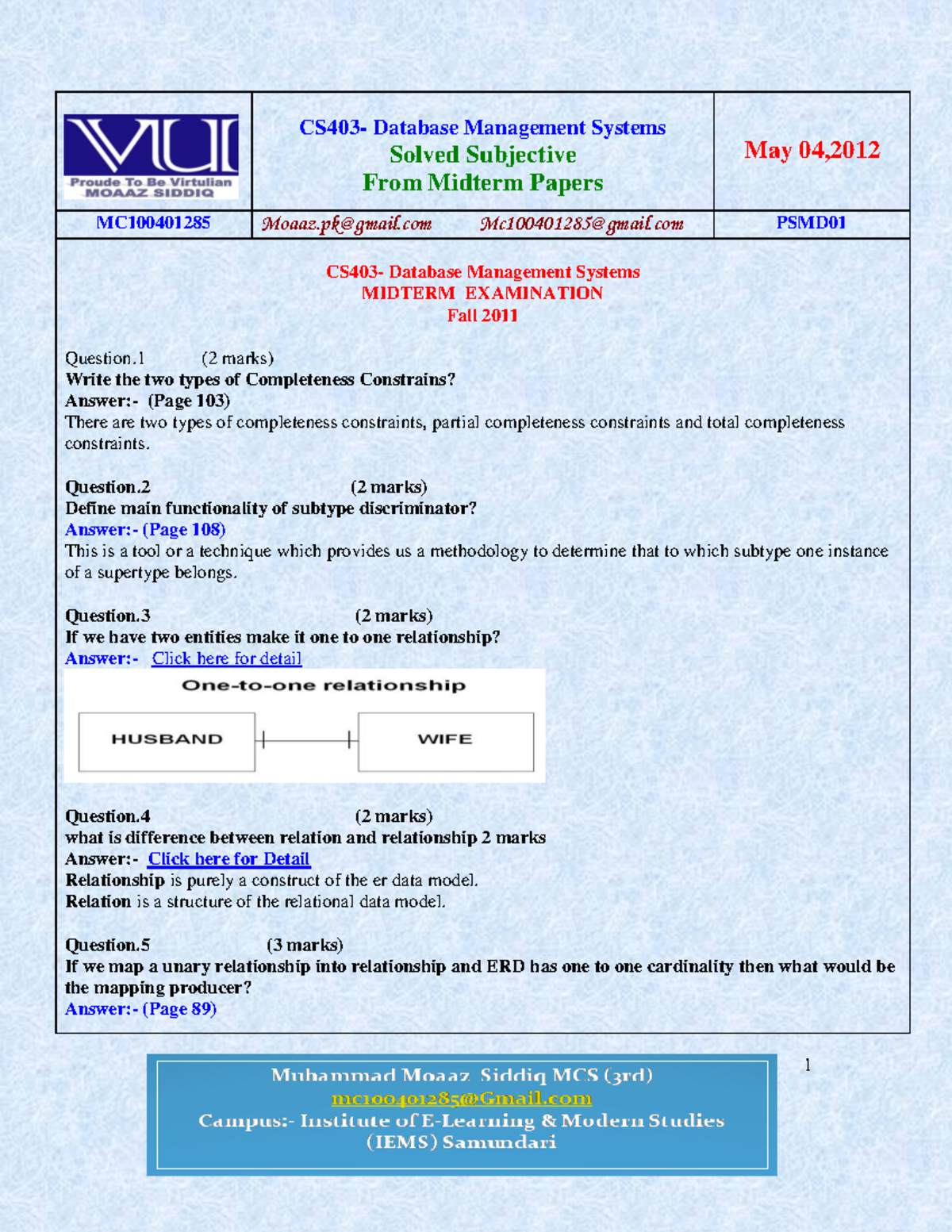 CS403- Midterm Solved Subjective With References By Moaaz - CS403 ...