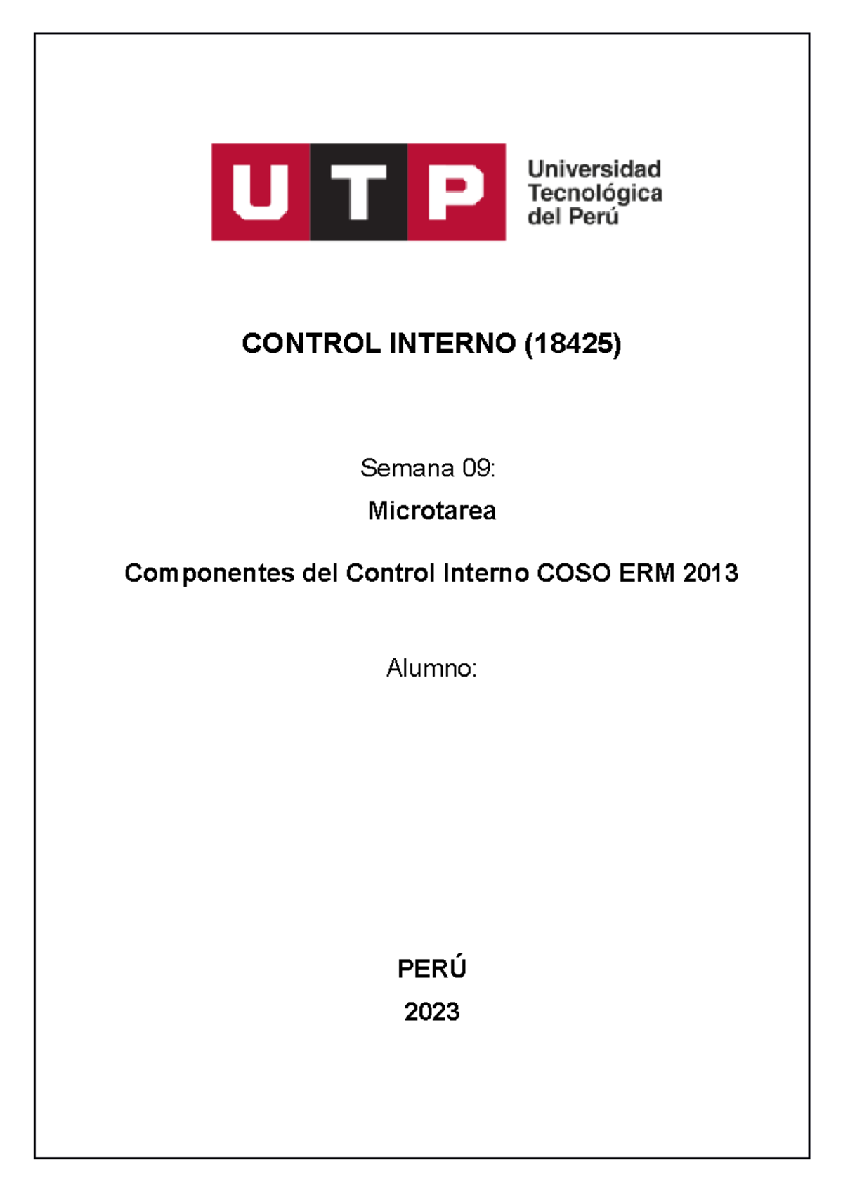 Microtarea - Componentes del Control Interno COSO ERM 2013 - CONTROL ...