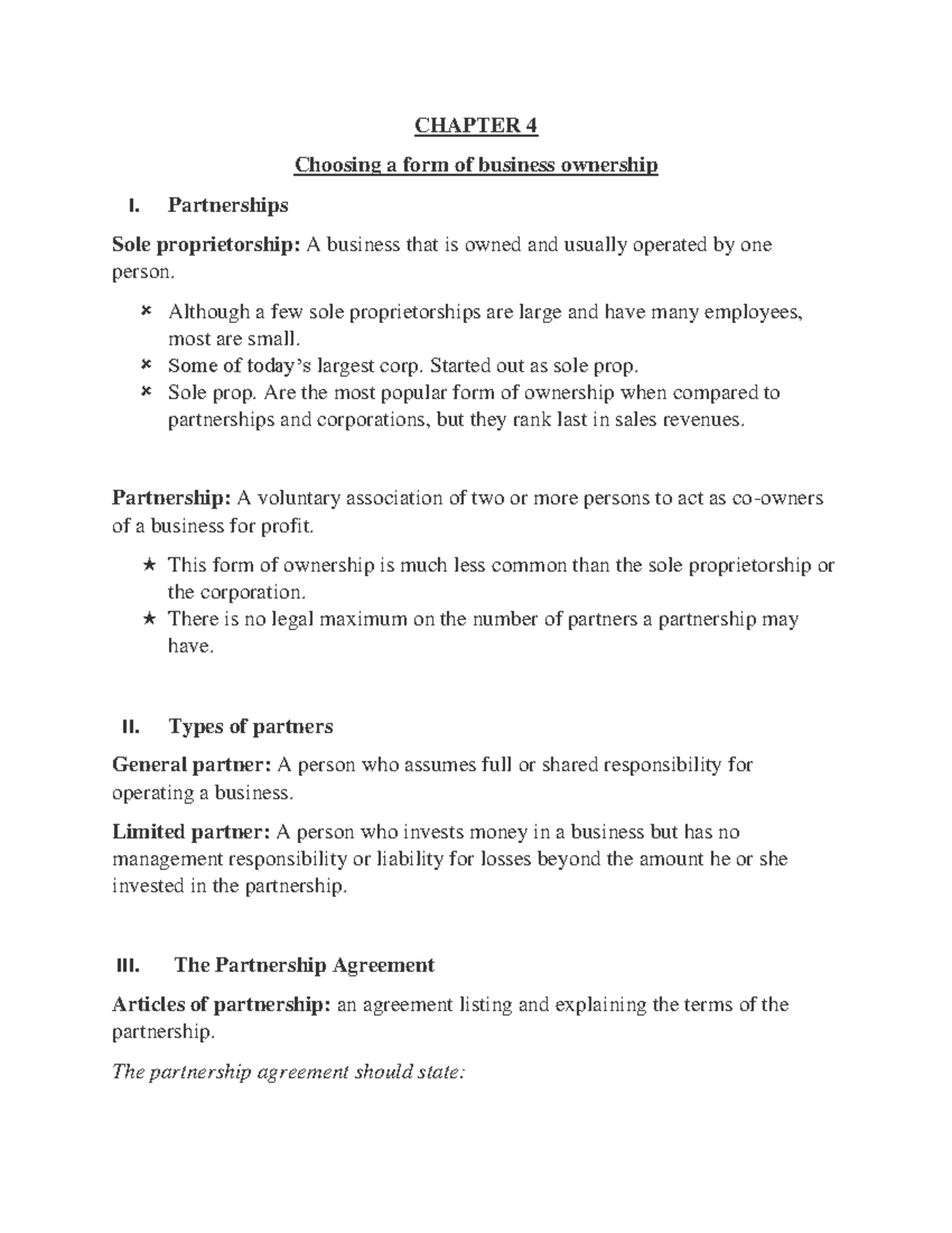 Choosing a Form of Business Ownership: Partnerships Corporations and ...