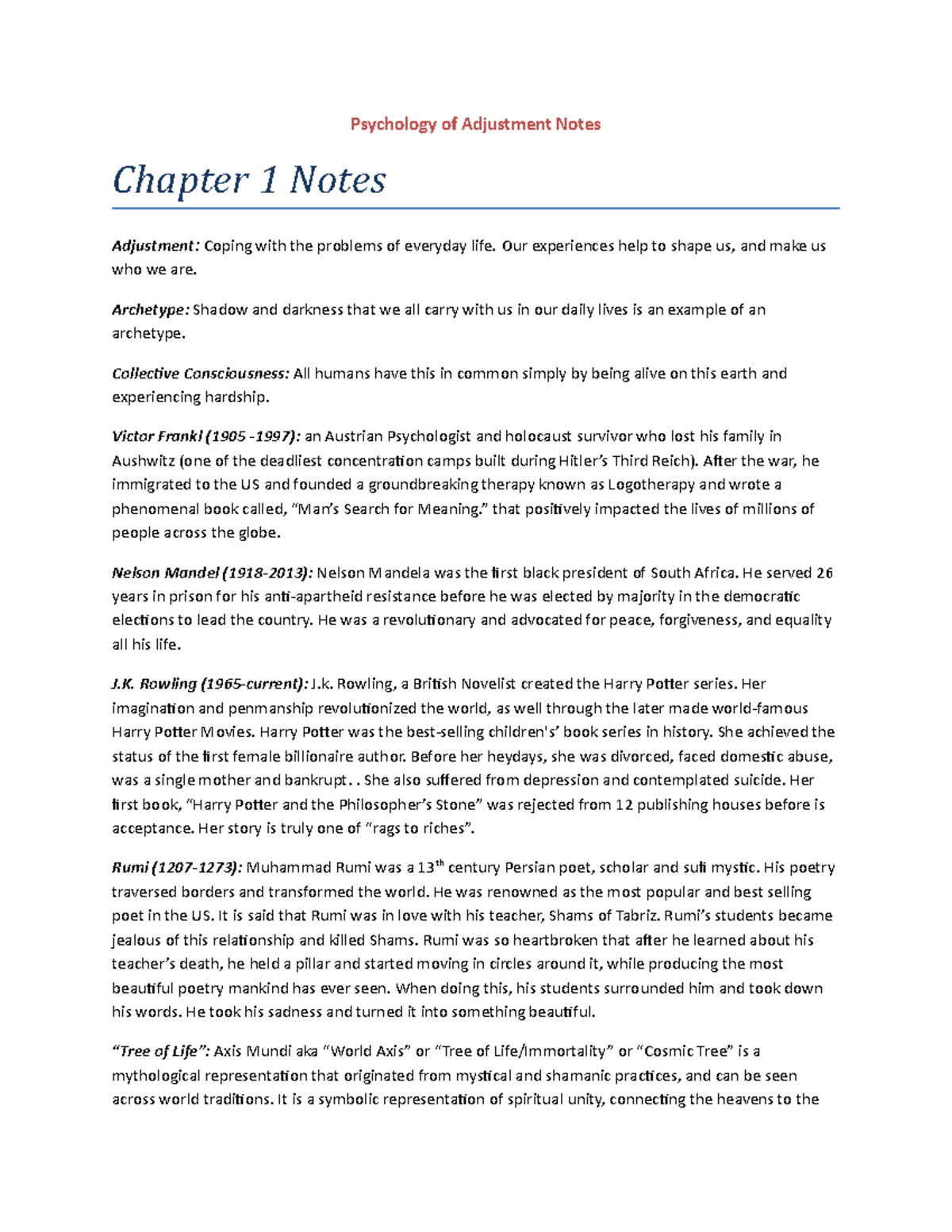 Psychology of Adjustment Chapter 1 Psychology of Adjustment Notes