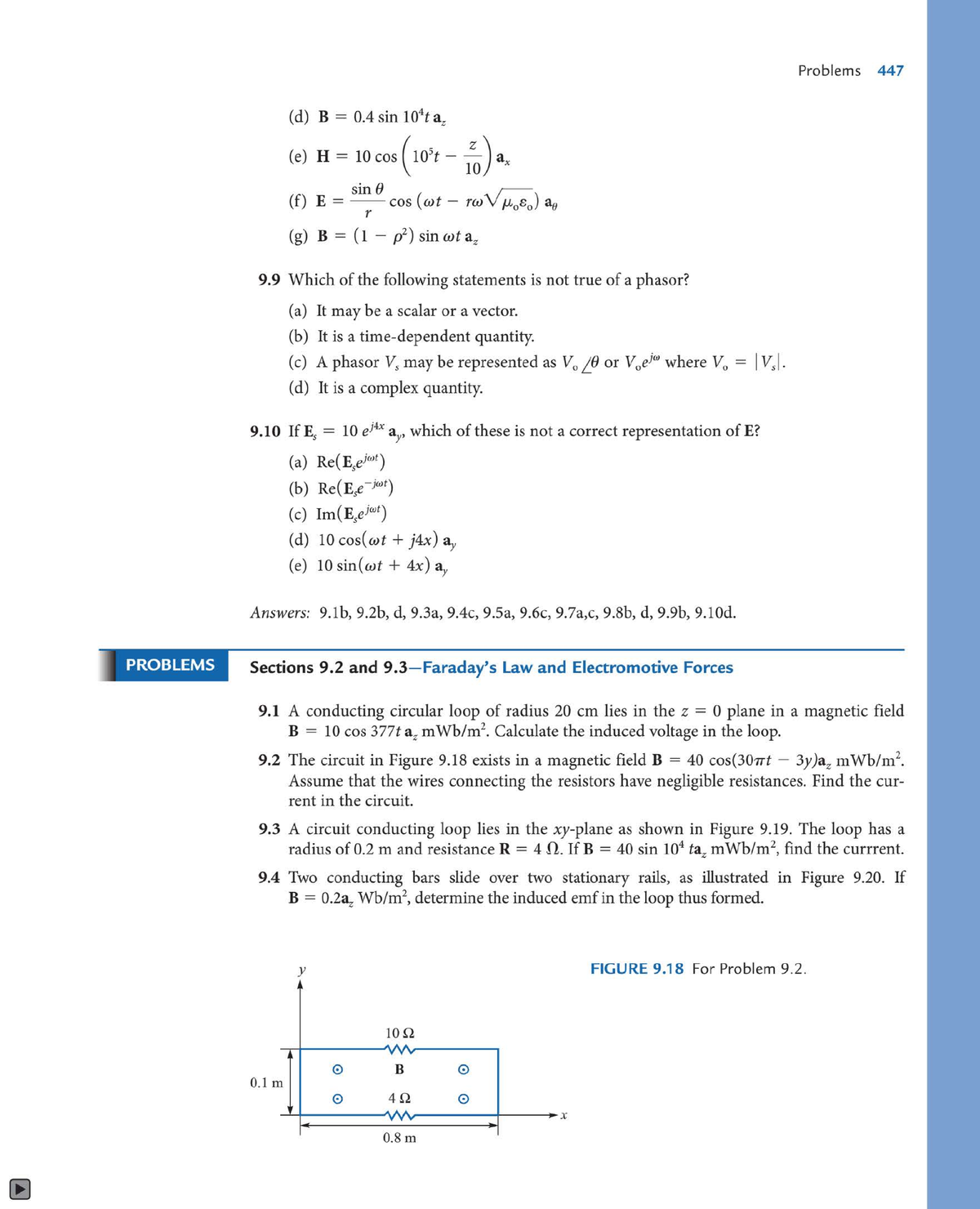 Practice Problems Chapter 9 Problems 447 Sin 104 Az 10 Cos 105 Cos Wt Rw A8 Sin Studocu