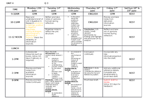 Assignment 3 - Using the timetable approach to assignment planning, you ...