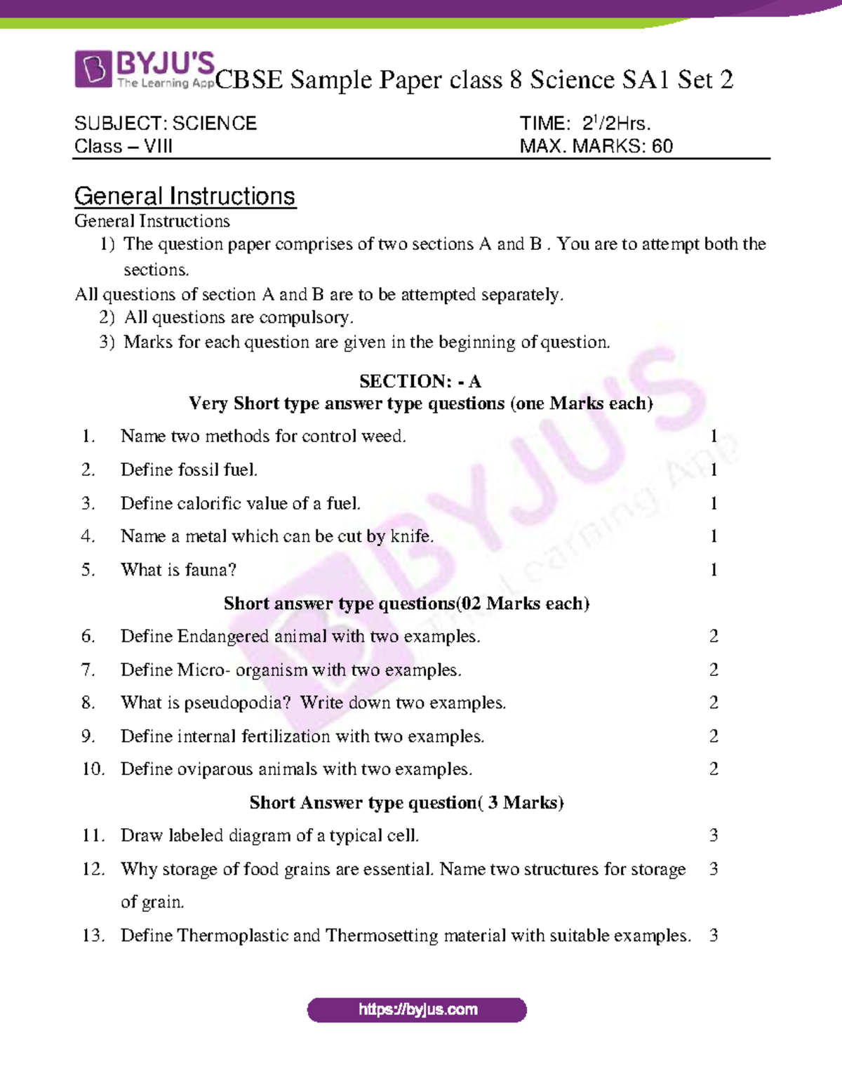 CBSE-Sample-Paper-for-Class-8-Science-SA1-Set-2 - SUBJECT: SCIENCE TIME ...