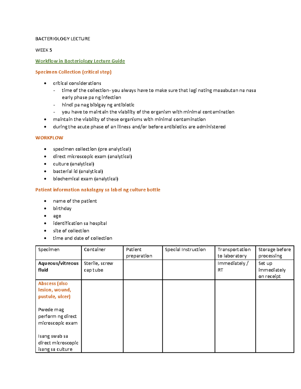 WEEK 5 Bacteriology Lecture - BACTERIOLOGY LECTURE WEEK 5 Workflow in ...