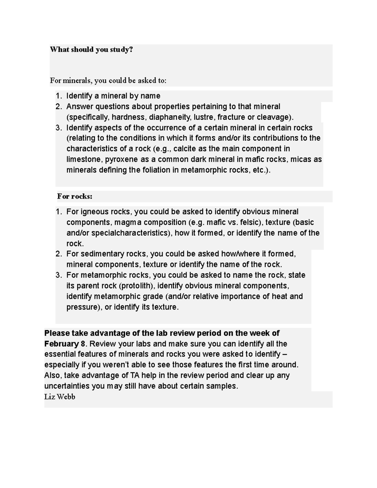 Earth Sci - Lab Test 1 Notes - 1 2 - What should you study? For ...