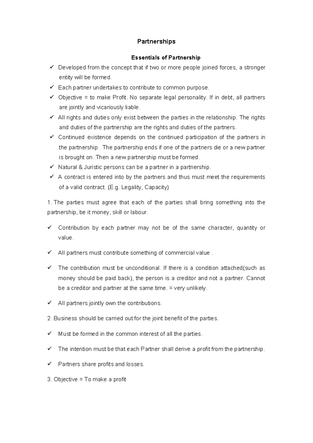 Associations Notes - Partnerships Essentials of Partnership Developed ...