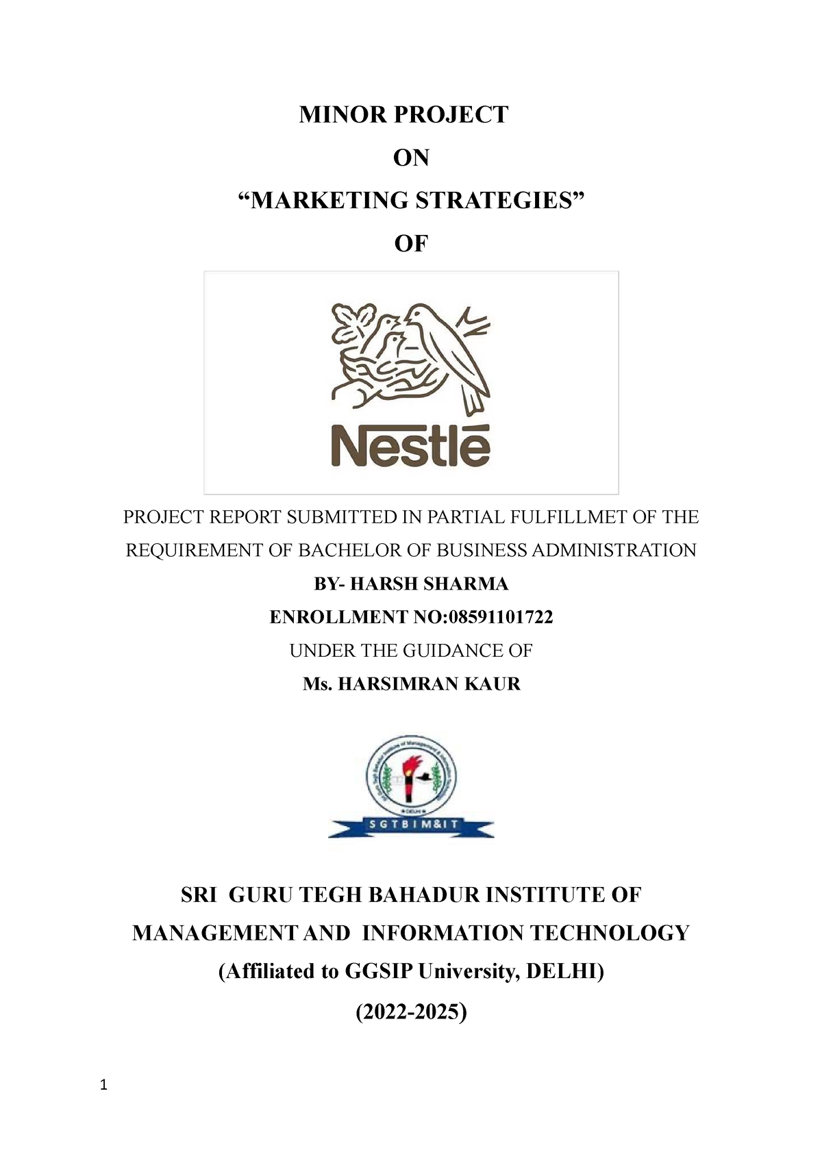 nestle marketing research project