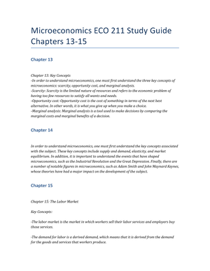 Microeconomics ECO 211 Study Guide Chapters 1-3 - Microeconomics ECO ...