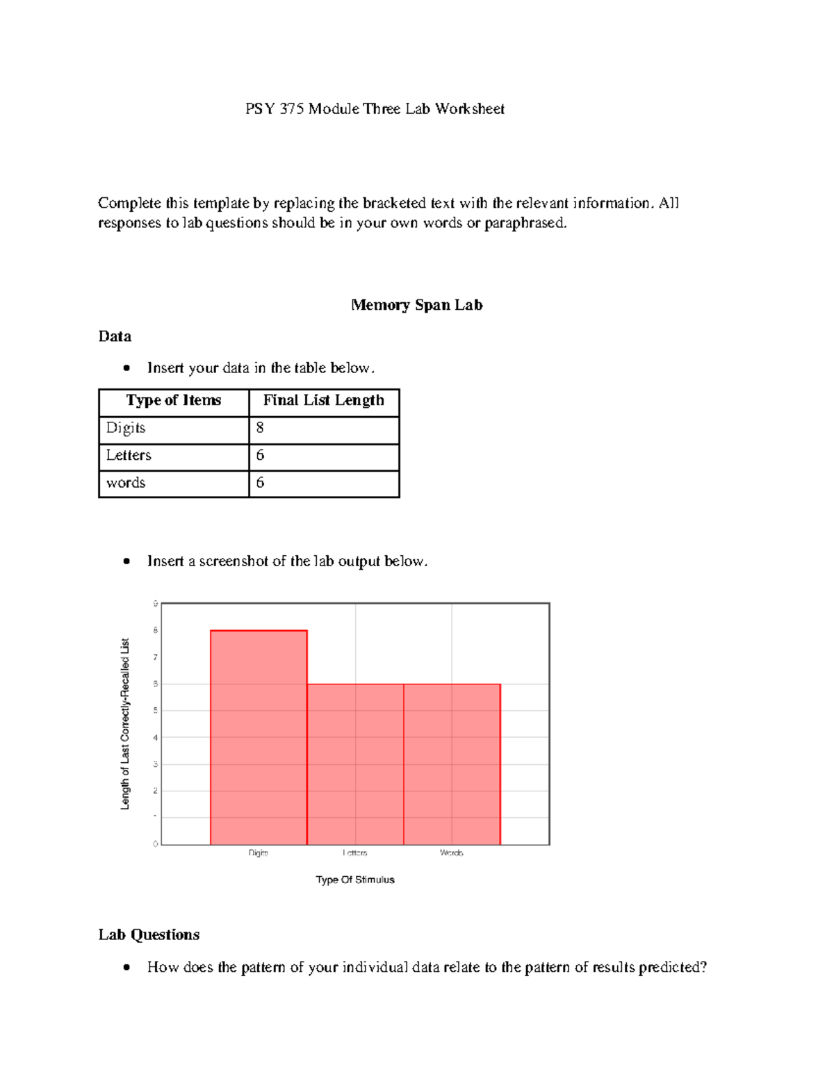 PSY 375 Module 3 Lab Worksheet - PSY 375 Module Three Lab Worksheet ...