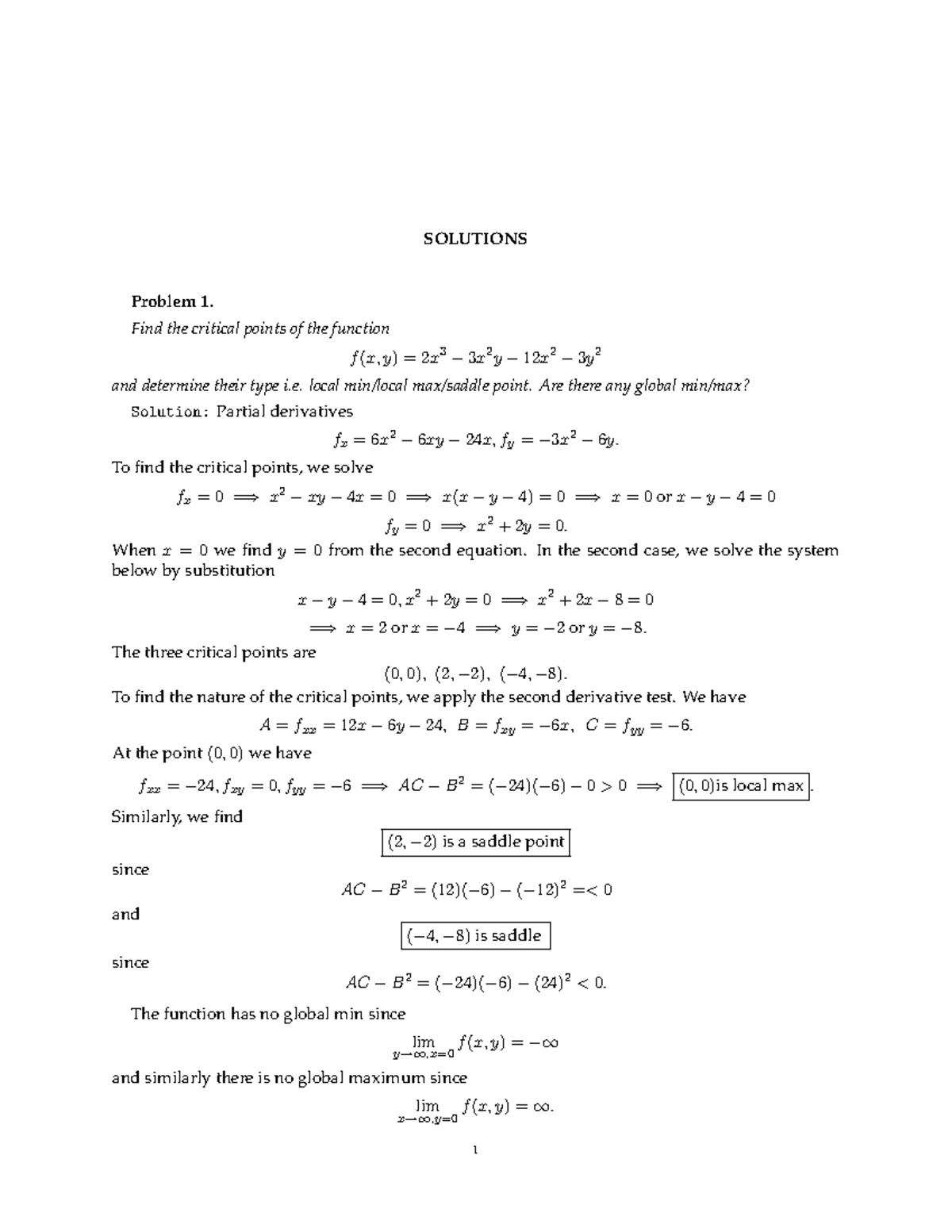 Final-practice-sol - calc - SOLUTIONS Problem 1. Find the critical ...