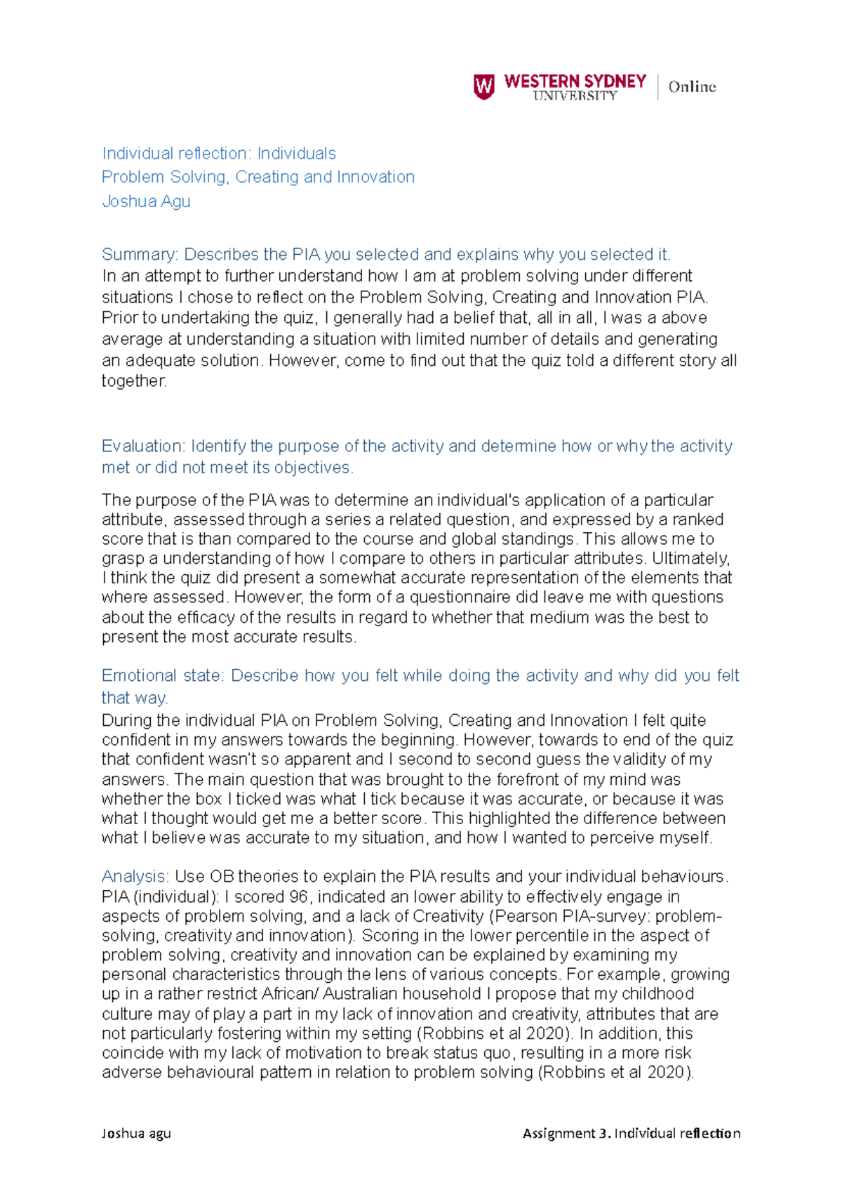 Assignment 3 template TP 3 2020 - Individual reflection: Individuals ...