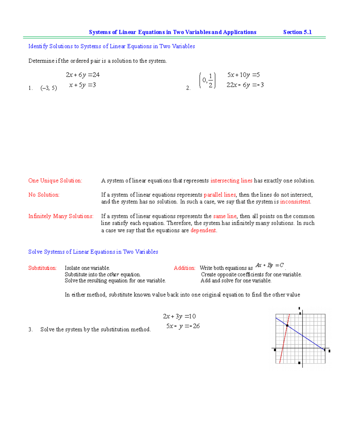CA LEC 5.1 Systems of Linear Equations in Two Variables - Systems of ...