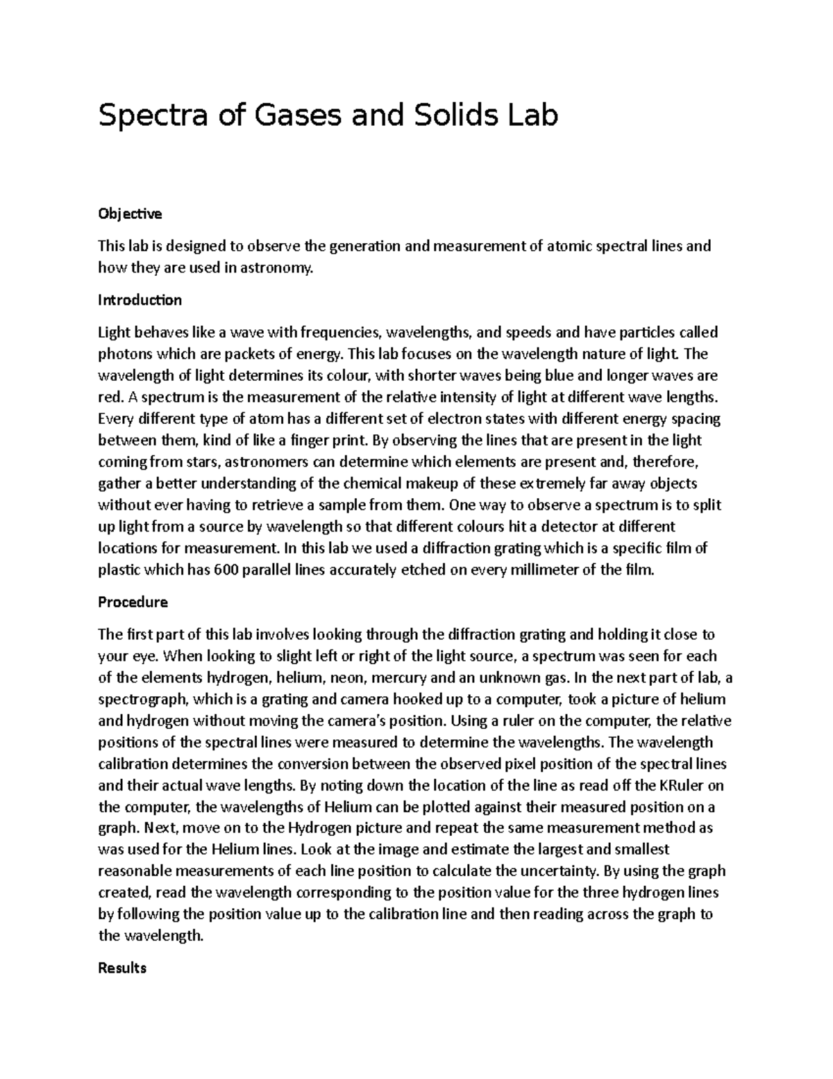 Spectra Of Gases And Solids Lab - Spectra Of Gases And Solids Lab ...