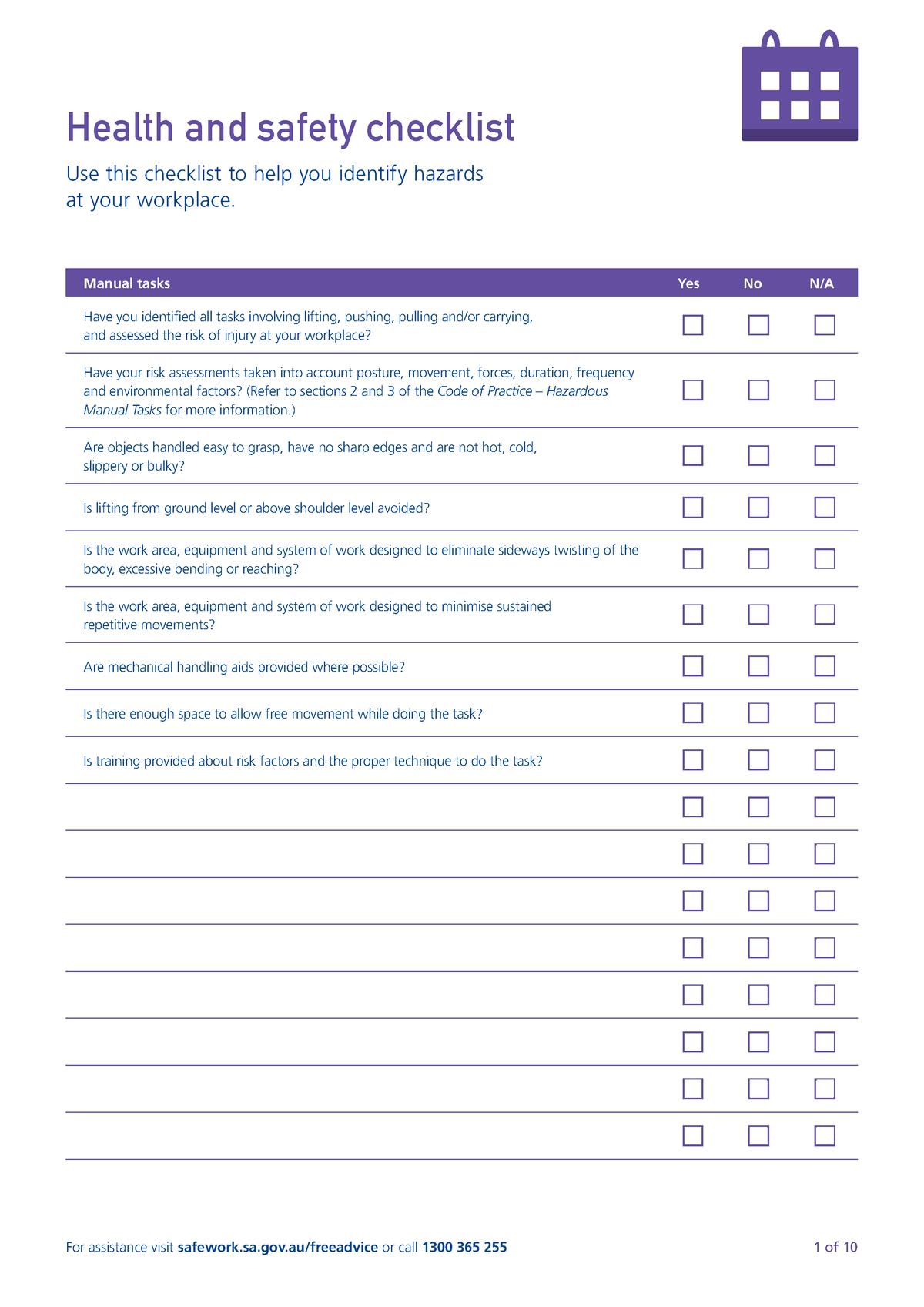 Simple Steps Health and safety checklist - Use this checklist to help ...