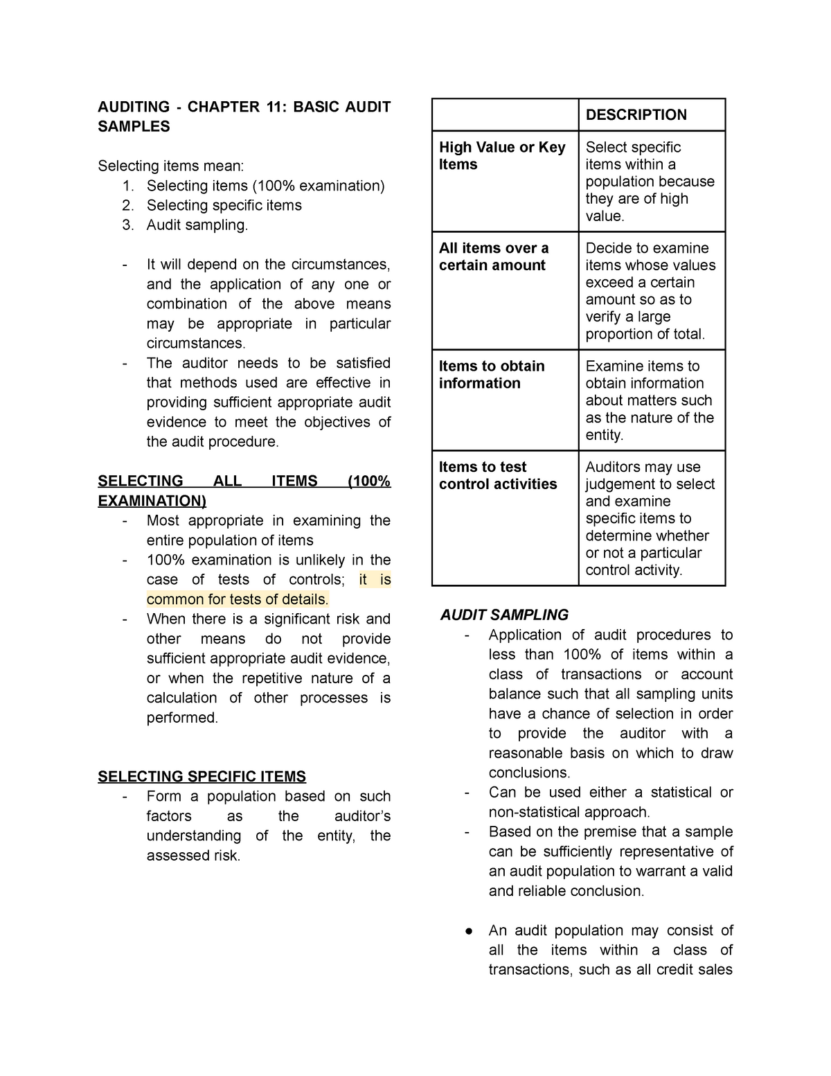 Auditing - Chapter 11 Basic Audit Samples - AUDITING - CHAPTER 11 ...