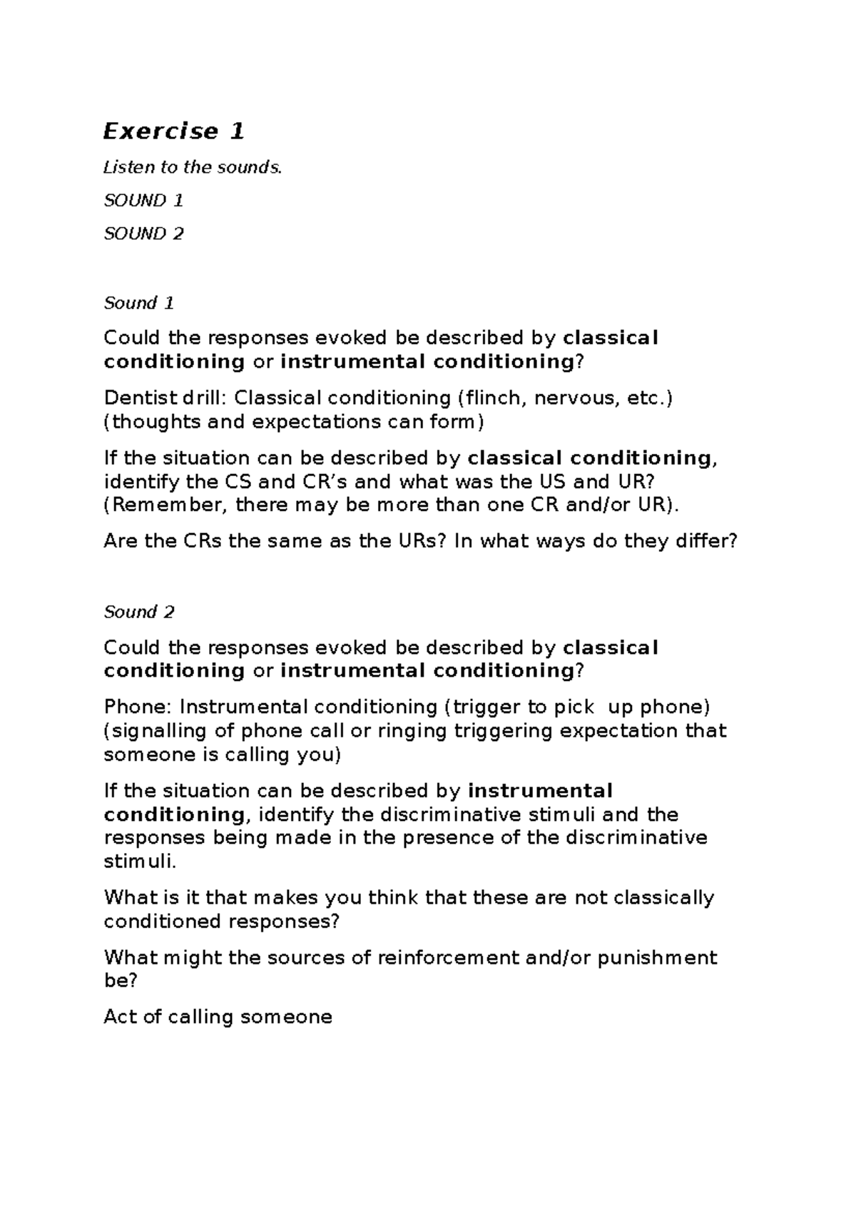Learning tutorial questions in word format - Exercise 1 Listen to the ...