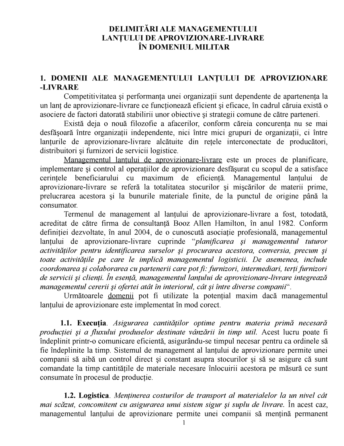 Mortal Monopoly dealer Delimitari ale Managementului Lantului de Aprovizionare-Livrare in Domeniul  Militar - DELIMITĂRI ALE - StuDocu