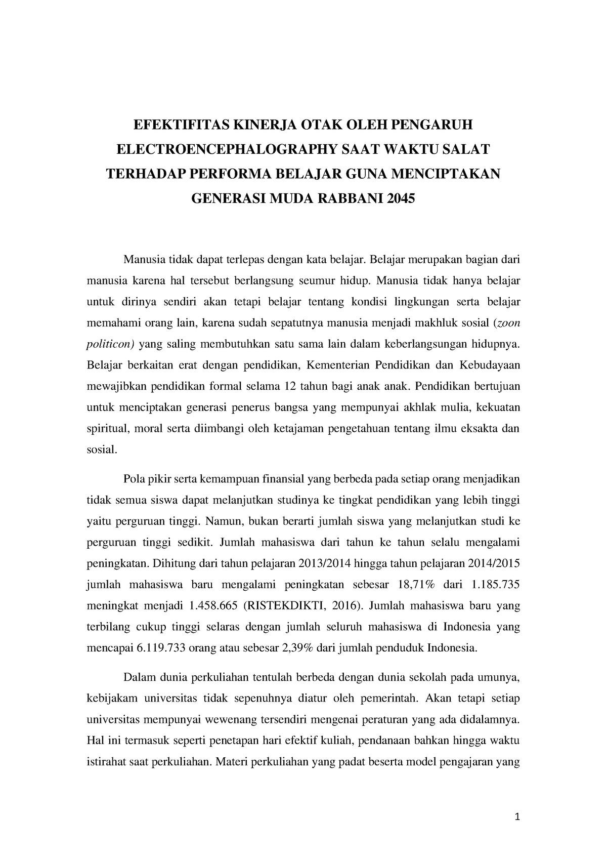 Efektifitas Kinerja OTAK OLEH Pengaruh Electroencephalography SAAT ...